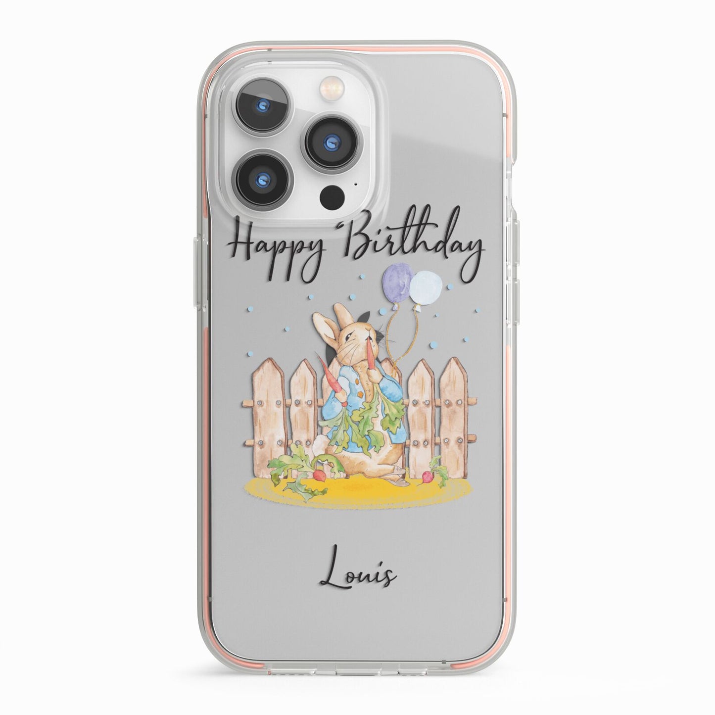 Personalised Father s Day Rabbit iPhone 13 Pro TPU Impact Case with Pink Edges