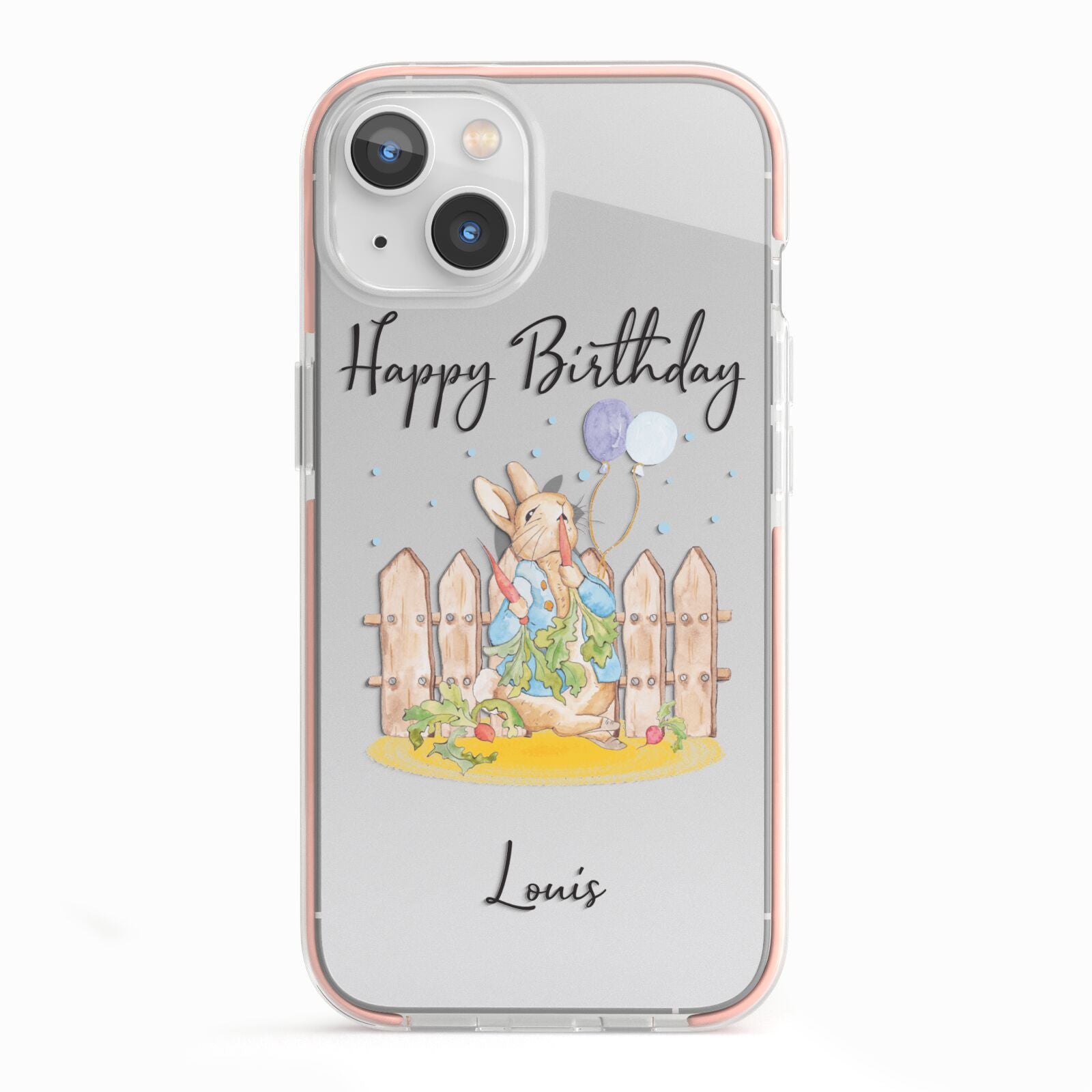 Personalised Father s Day Rabbit iPhone 13 TPU Impact Case with Pink Edges