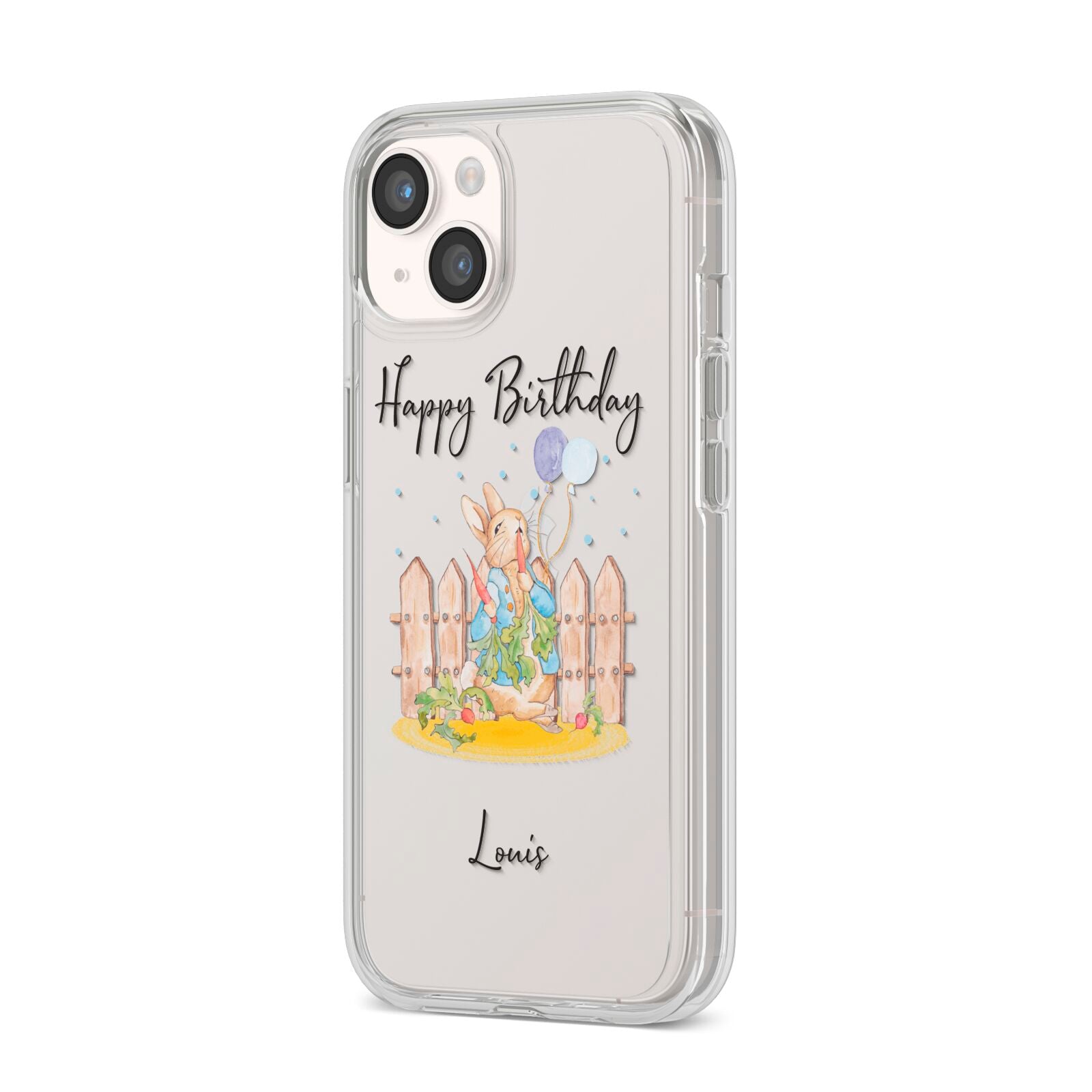 Personalised Father s Day Rabbit iPhone 14 Clear Tough Case Starlight Angled Image