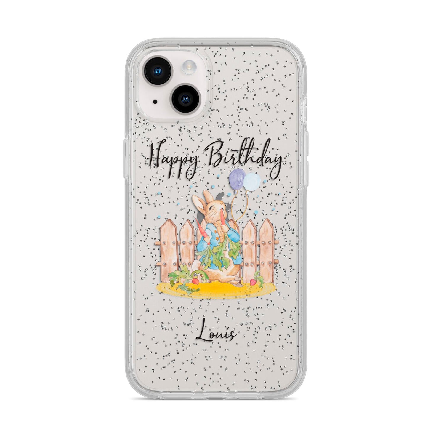 Personalised Father s Day Rabbit iPhone 14 Plus Glitter Tough Case Starlight