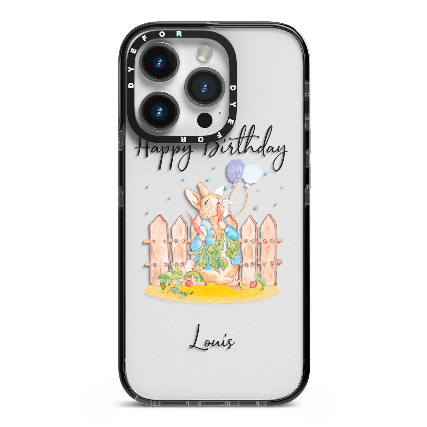 Personalised Father s Day Rabbit iPhone 14 Pro Black Impact Case on Silver phone