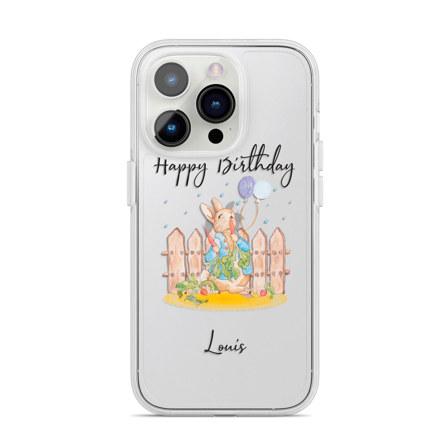 Personalised Father s Day Rabbit iPhone 14 Pro Clear Tough Case Silver