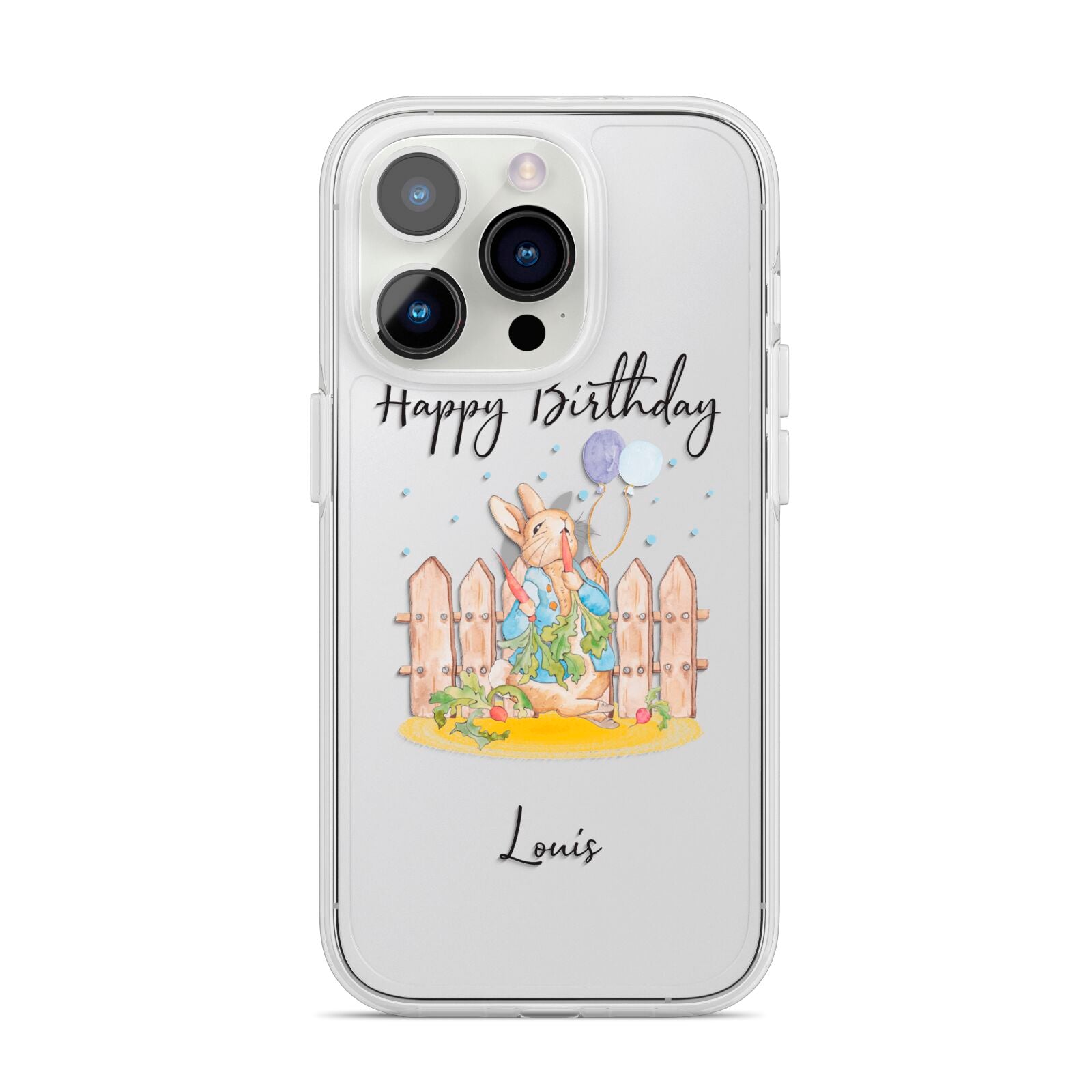 Personalised Father s Day Rabbit iPhone 14 Pro Clear Tough Case Silver
