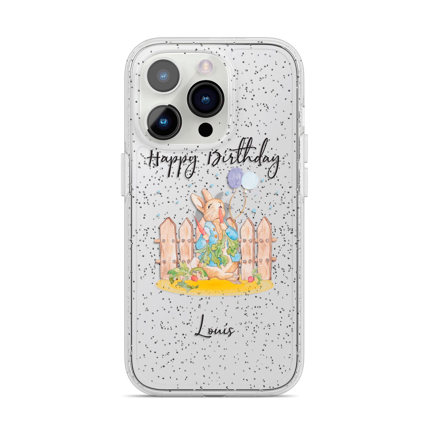 Personalised Father s Day Rabbit iPhone 14 Pro Glitter Tough Case Silver