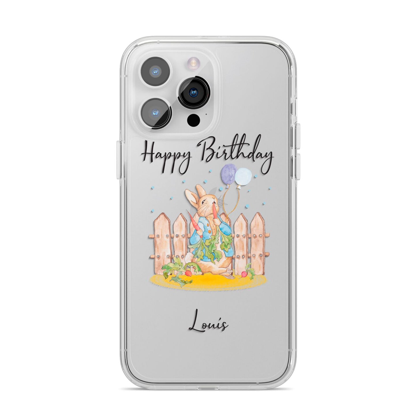 Personalised Father s Day Rabbit iPhone 14 Pro Max Clear Tough Case Silver