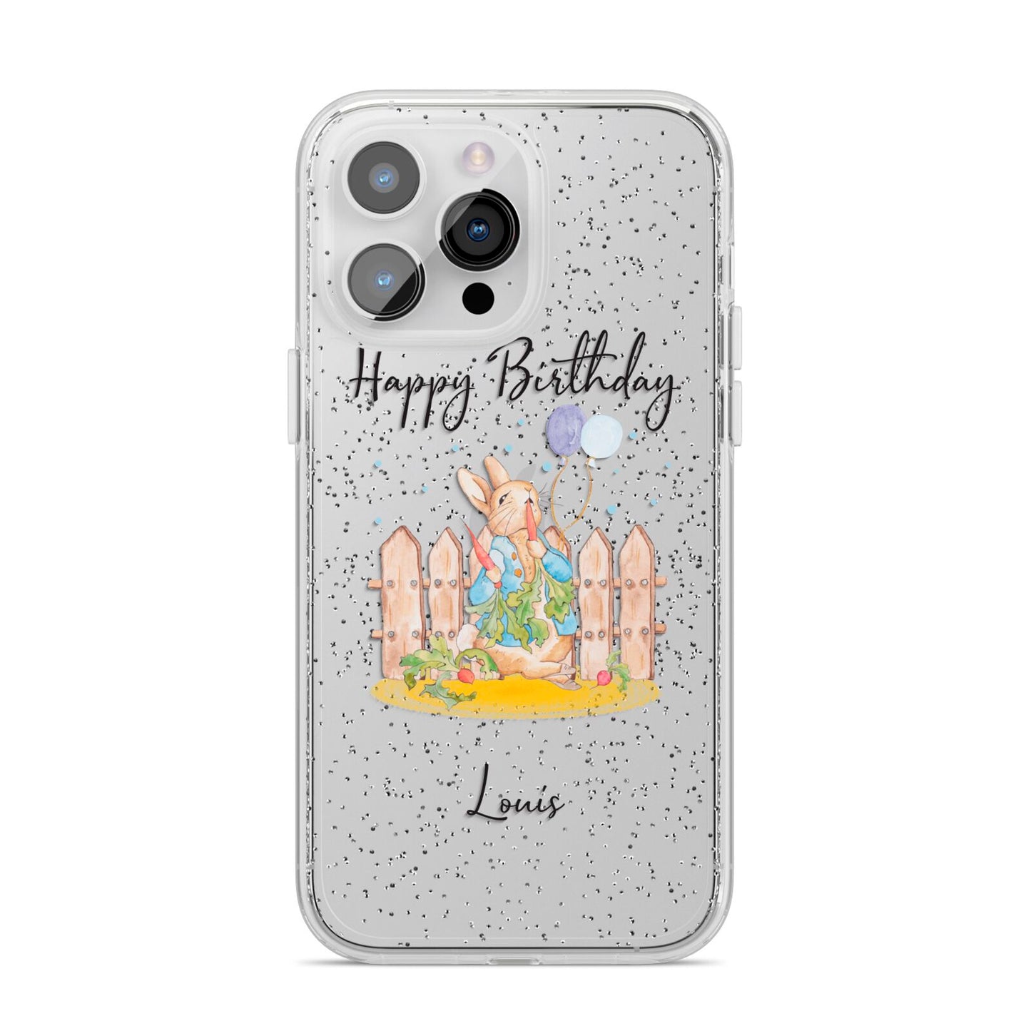 Personalised Father s Day Rabbit iPhone 14 Pro Max Glitter Tough Case Silver
