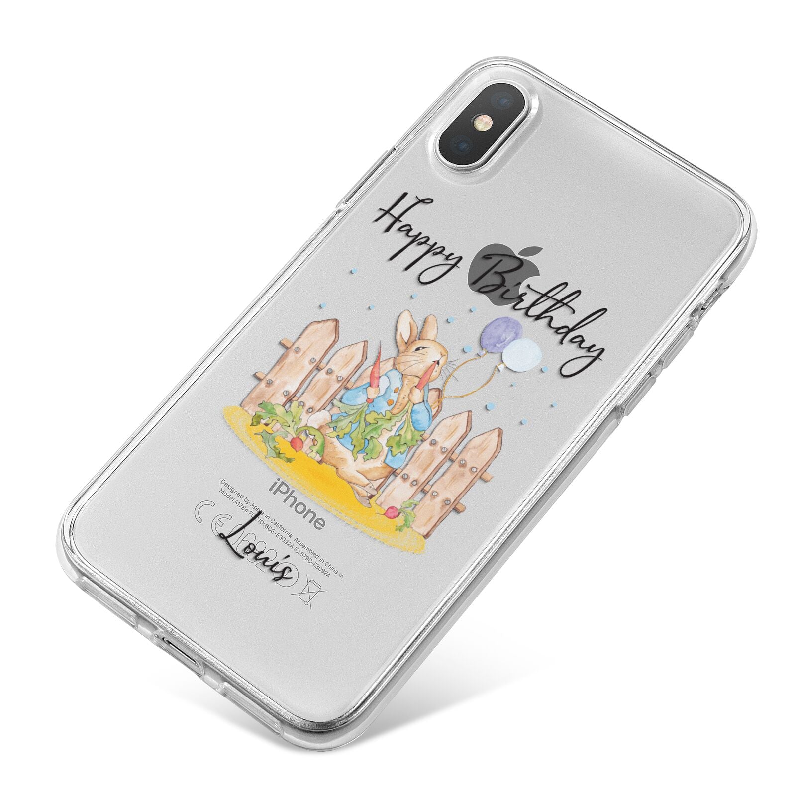 Personalised Father s Day Rabbit iPhone X Bumper Case on Silver iPhone