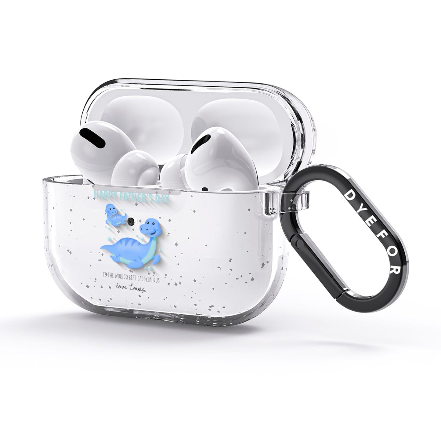 Personalised Fathers Day Dinosaur AirPods Glitter Case 3rd Gen Side Image