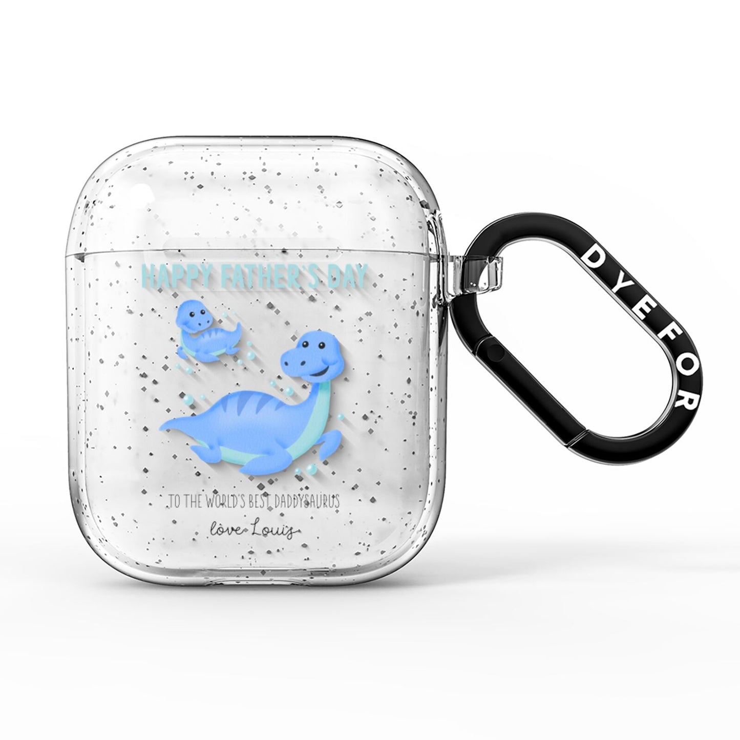 Personalised Fathers Day Dinosaur AirPods Glitter Case