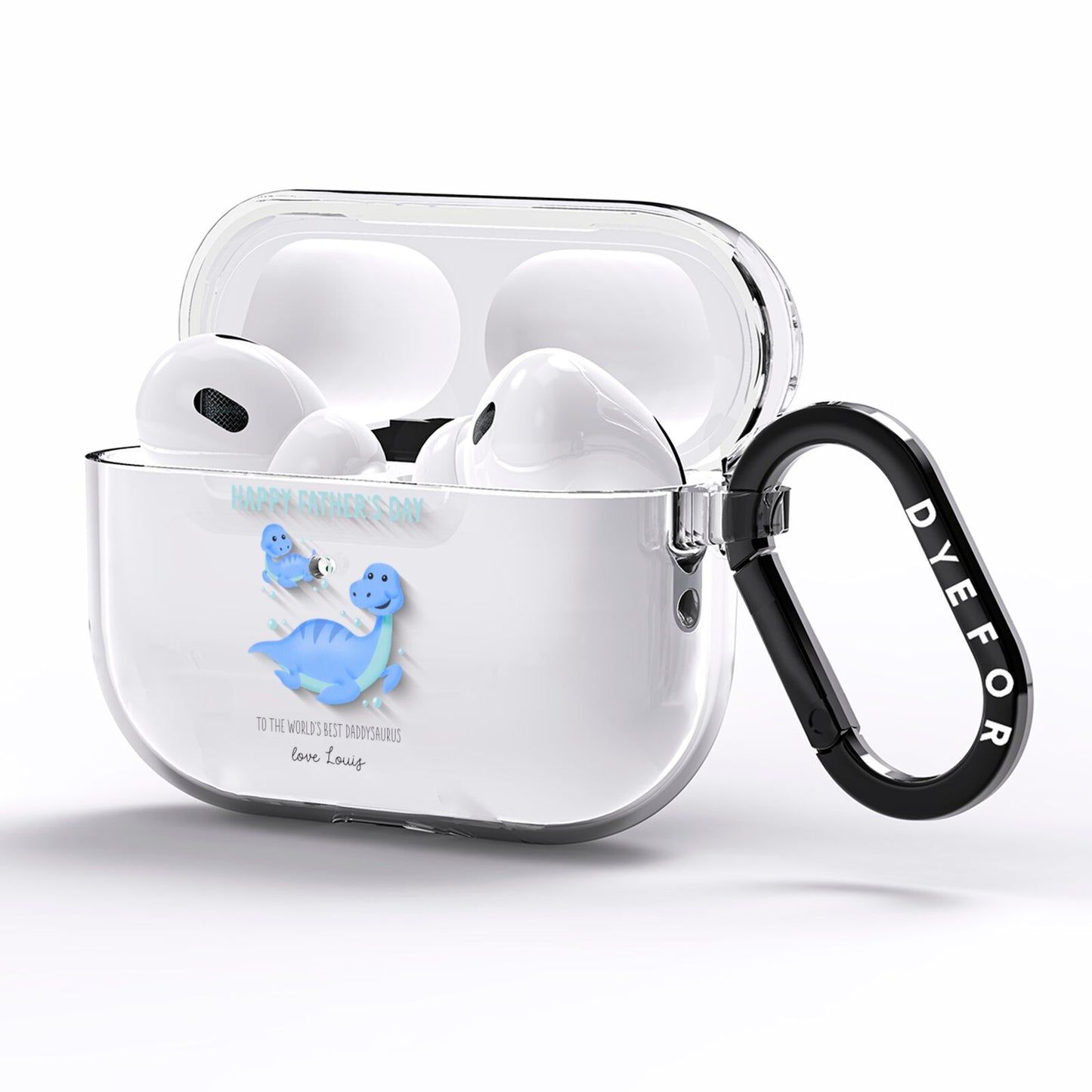 Personalised Fathers Day Dinosaur AirPods Pro Clear Case Side Image