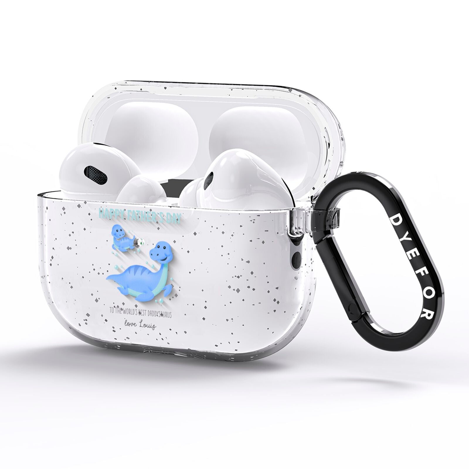 Personalised Fathers Day Dinosaur AirPods Pro Glitter Case Side Image