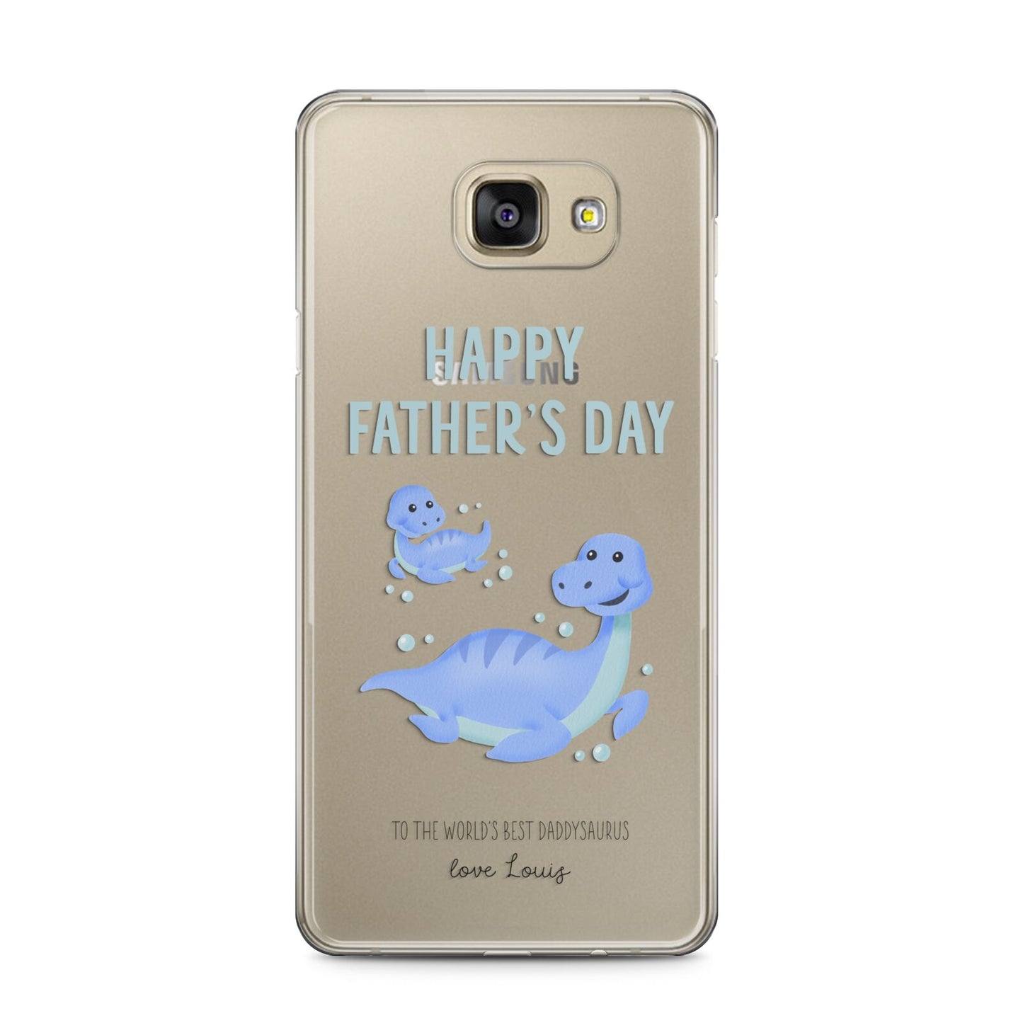 Personalised Fathers Day Dinosaur Samsung Galaxy A5 2016 Case on gold phone