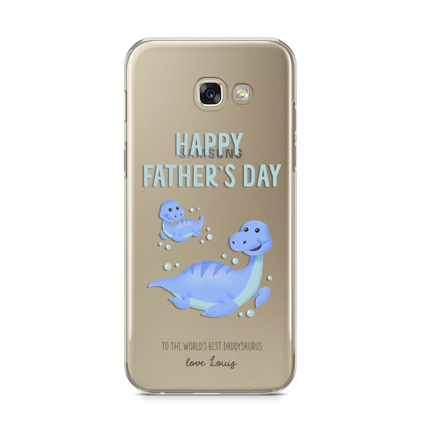 Personalised Fathers Day Dinosaur Samsung Galaxy A5 2017 Case on gold phone