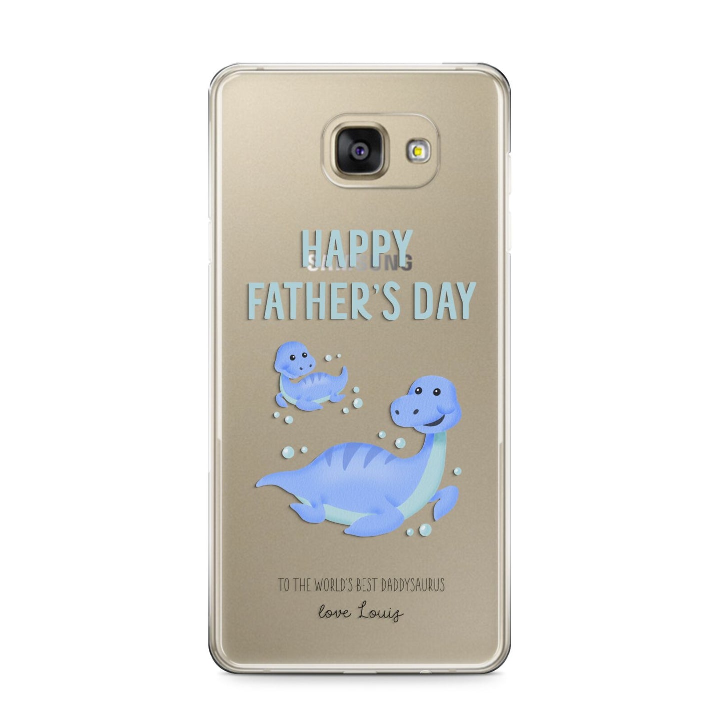 Personalised Fathers Day Dinosaur Samsung Galaxy A9 2016 Case on gold phone