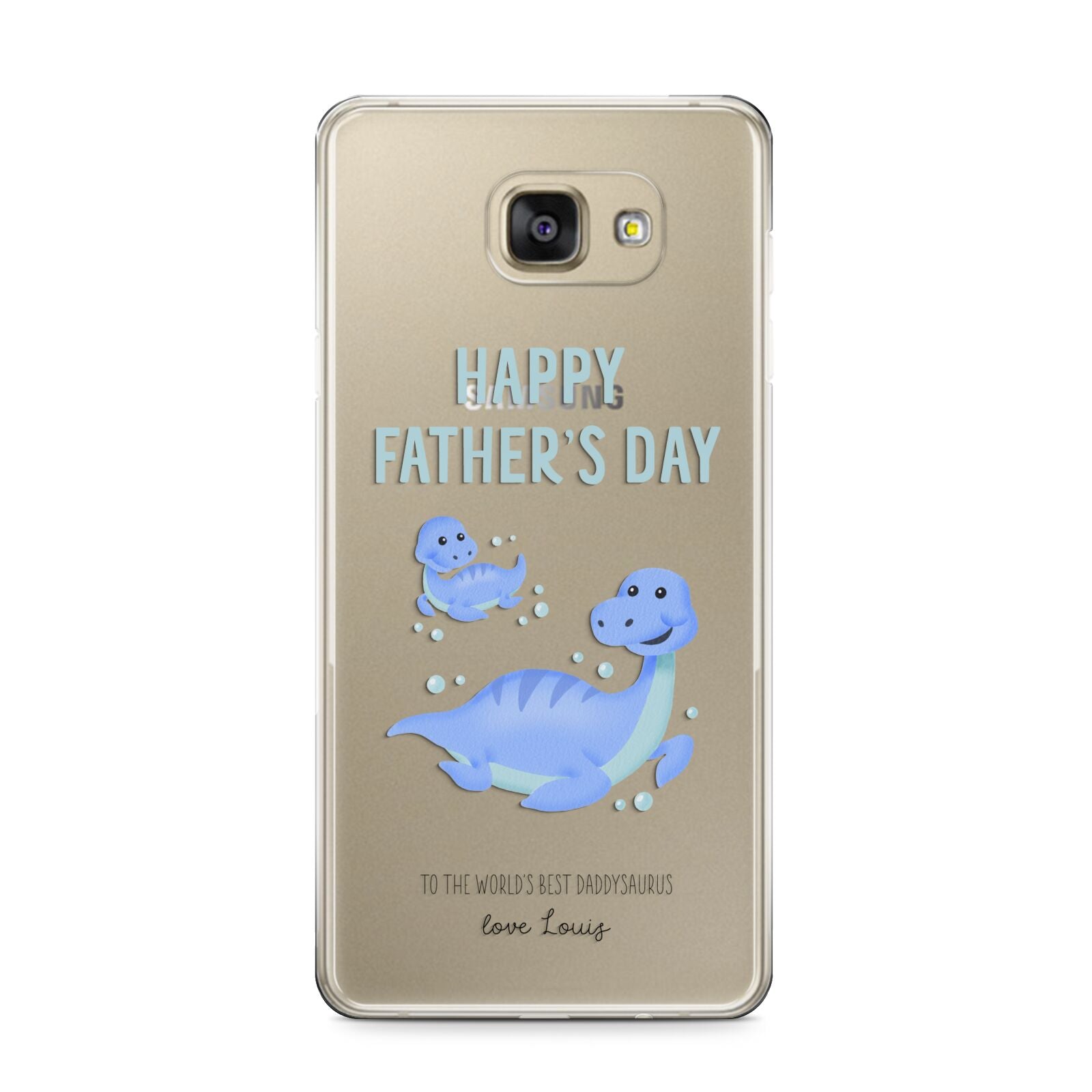 Personalised Fathers Day Dinosaur Samsung Galaxy A9 2016 Case on gold phone