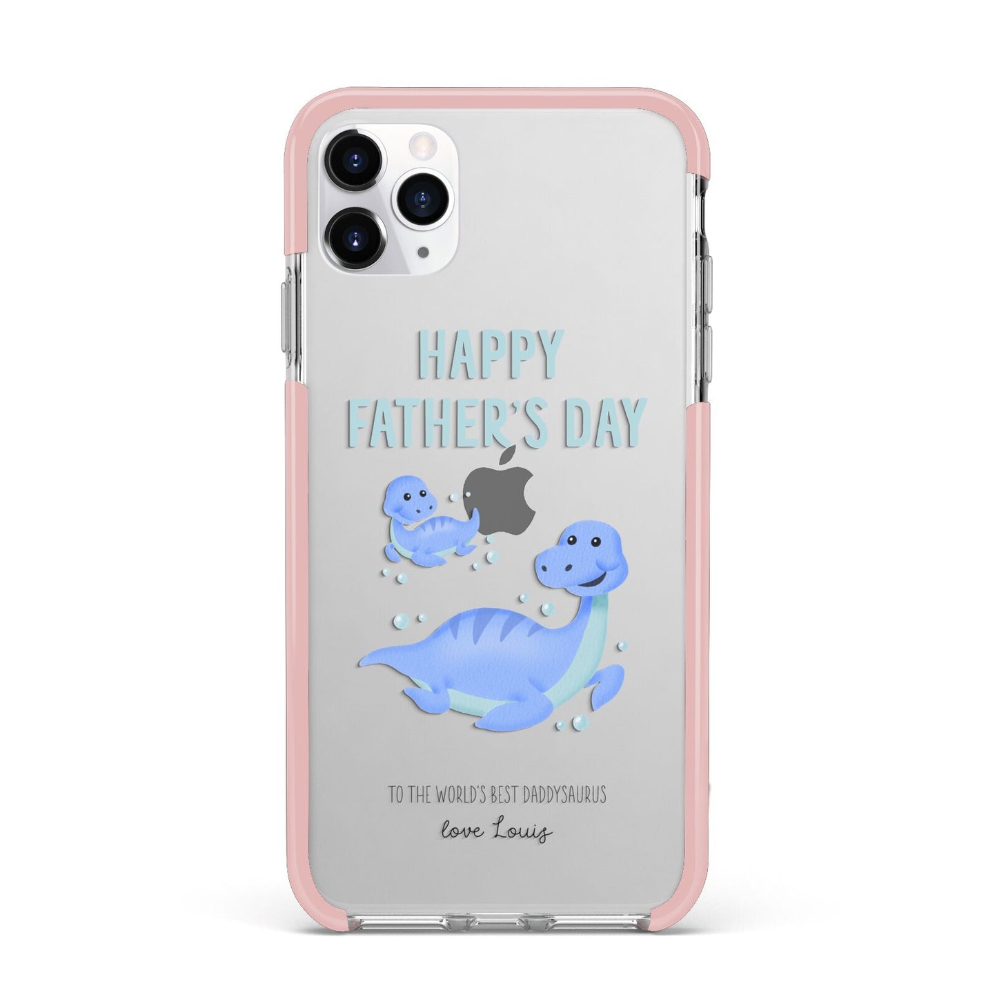 Personalised Fathers Day Dinosaur iPhone 11 Pro Max Impact Pink Edge Case