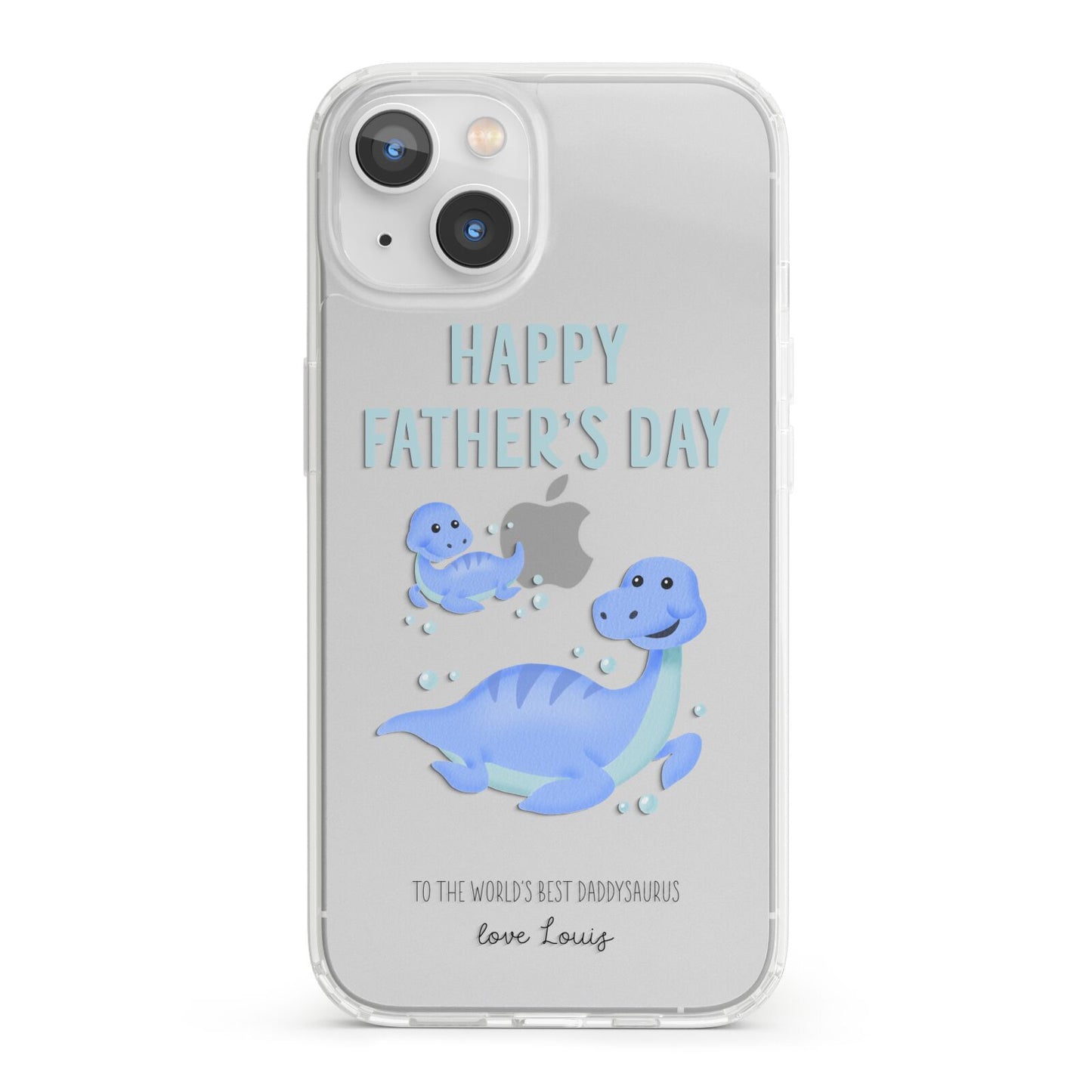 Personalised Fathers Day Dinosaur iPhone 13 Clear Bumper Case