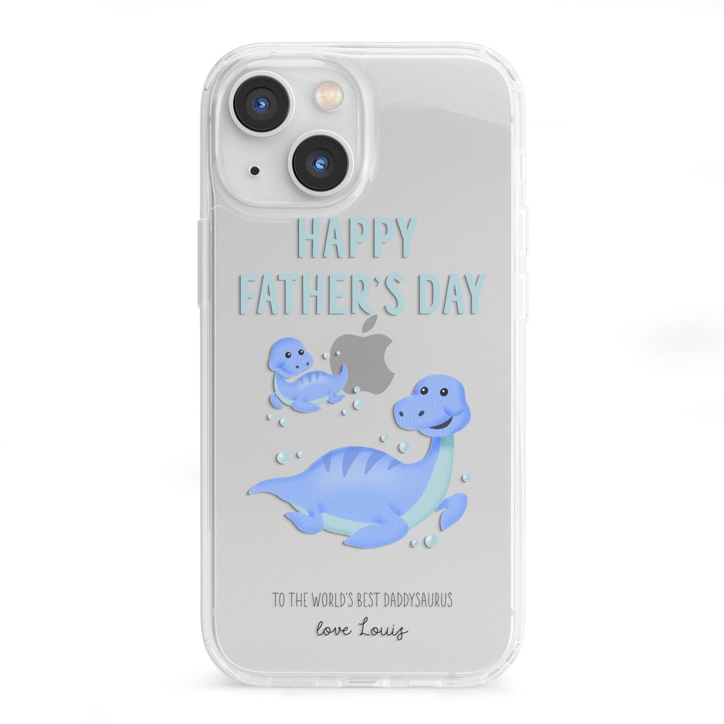 Personalised Fathers Day Dinosaur iPhone 13 Mini Clear Bumper Case