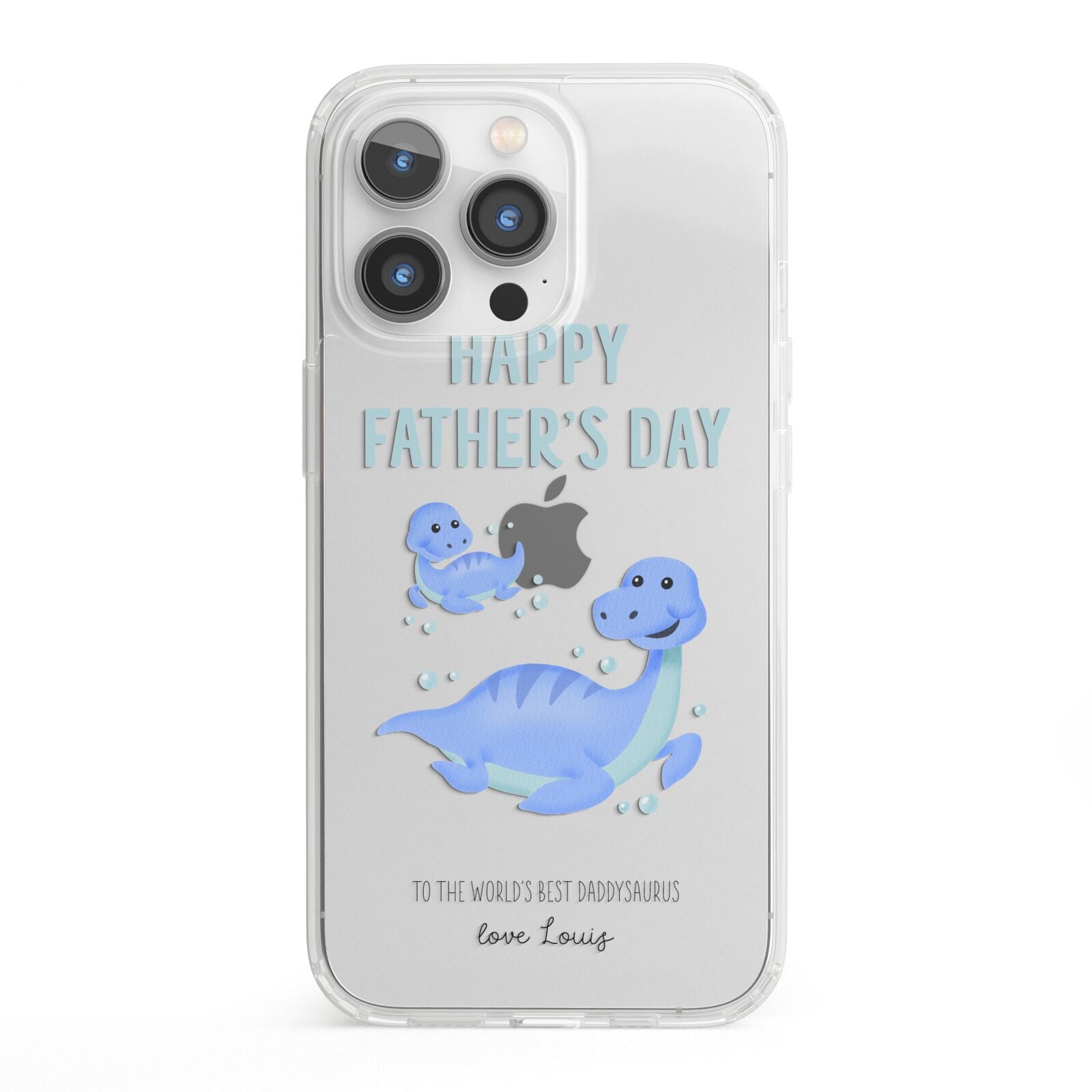 Personalised Fathers Day Dinosaur iPhone 13 Pro Clear Bumper Case