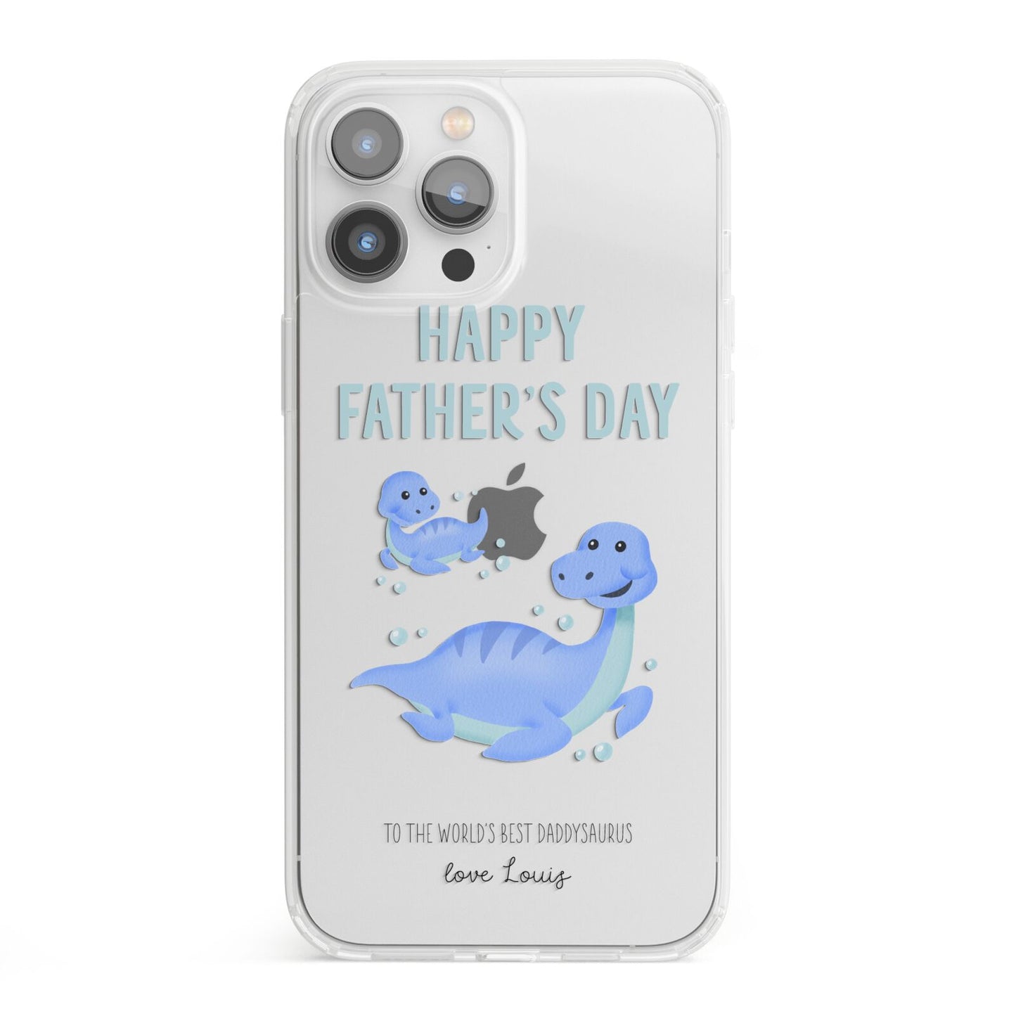 Personalised Fathers Day Dinosaur iPhone 13 Pro Max Clear Bumper Case