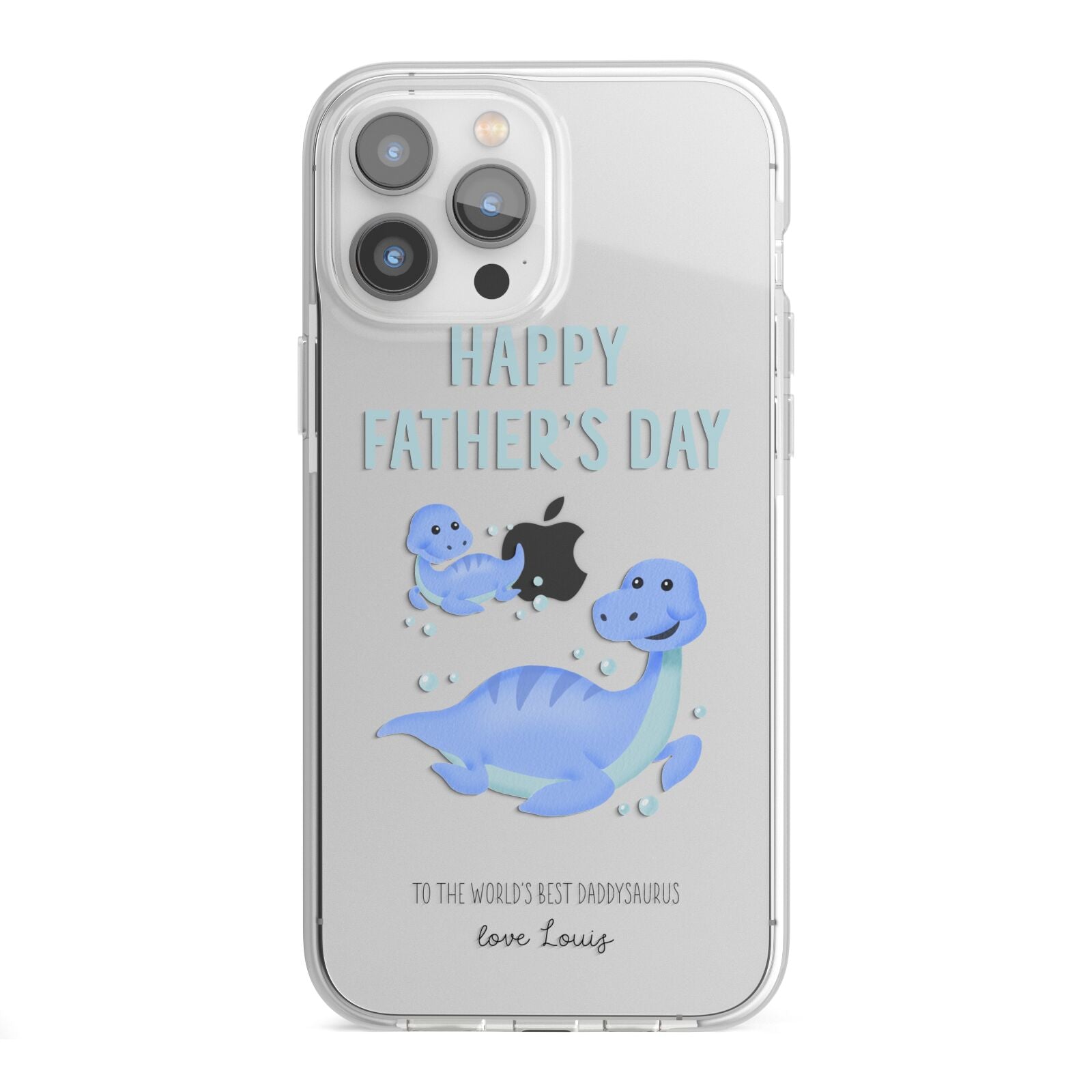 Personalised Fathers Day Dinosaur iPhone 13 Pro Max TPU Impact Case with White Edges