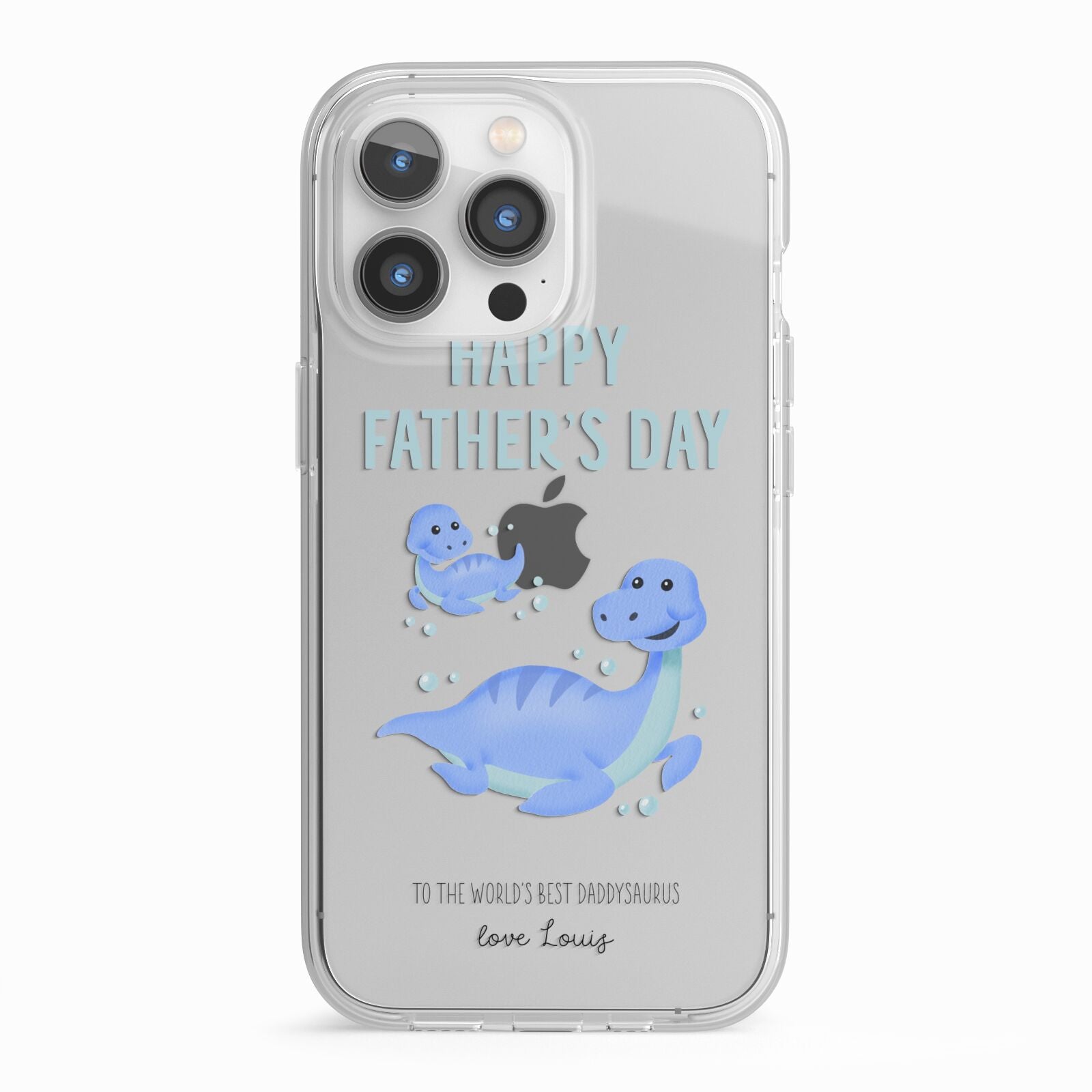 Personalised Fathers Day Dinosaur iPhone 13 Pro TPU Impact Case with White Edges