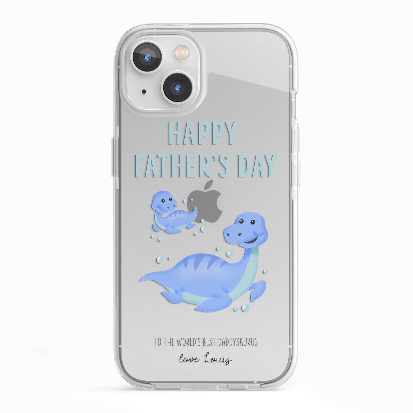 Personalised Fathers Day Dinosaur iPhone 13 TPU Impact Case with White Edges