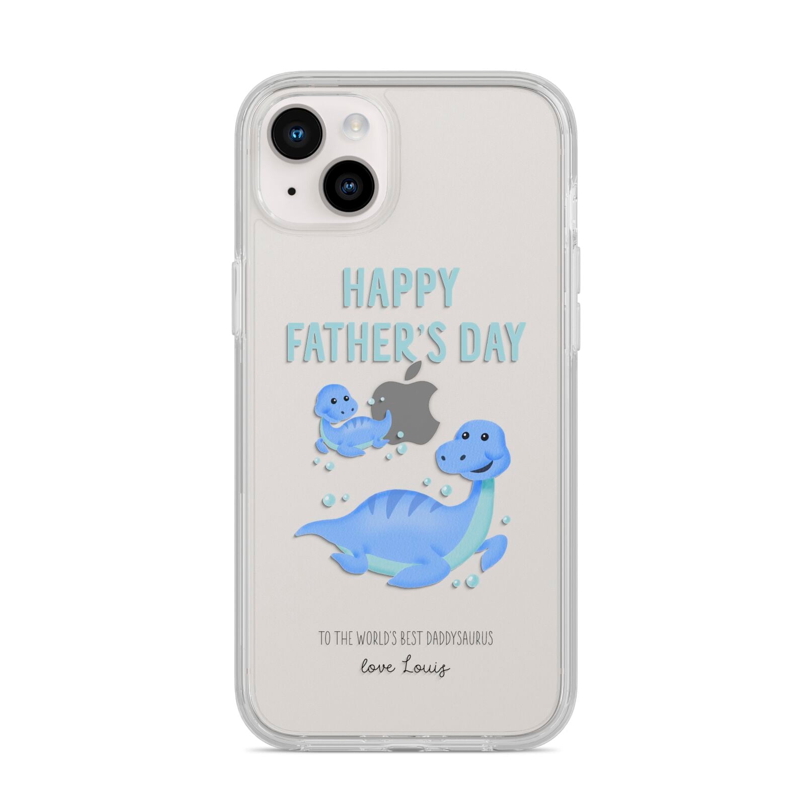 Personalised Fathers Day Dinosaur iPhone 14 Plus Clear Tough Case Starlight