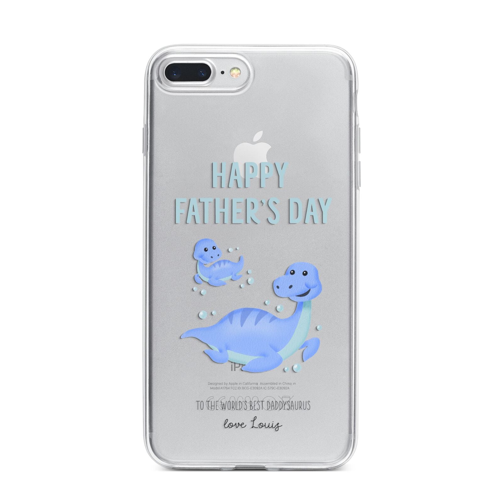 Personalised Fathers Day Dinosaur iPhone 7 Plus Bumper Case on Silver iPhone