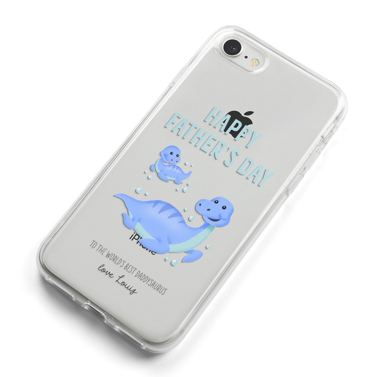 Personalised Fathers Day Dinosaur iPhone 8 Bumper Case on Silver iPhone Alternative Image