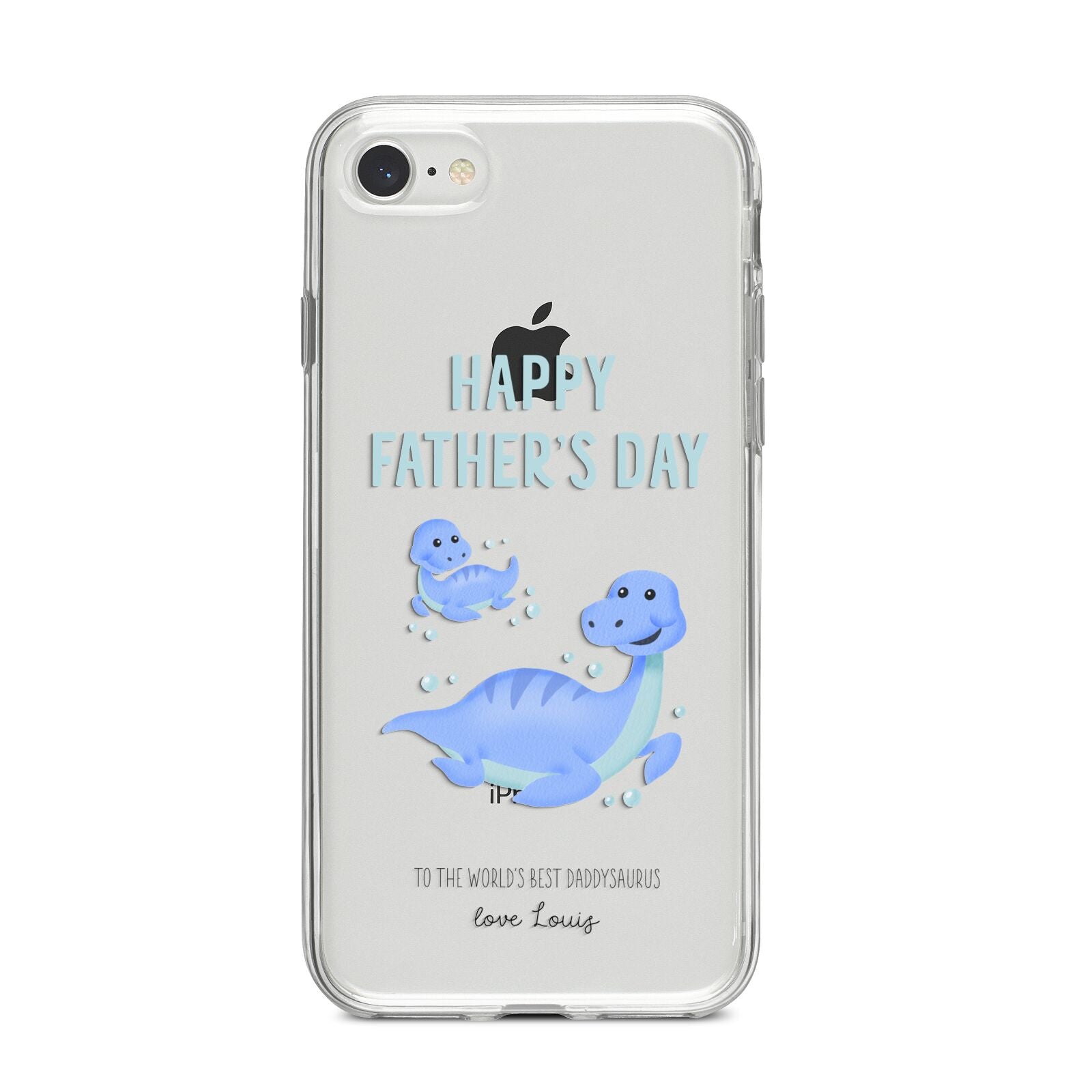 Personalised Fathers Day Dinosaur iPhone 8 Bumper Case on Silver iPhone