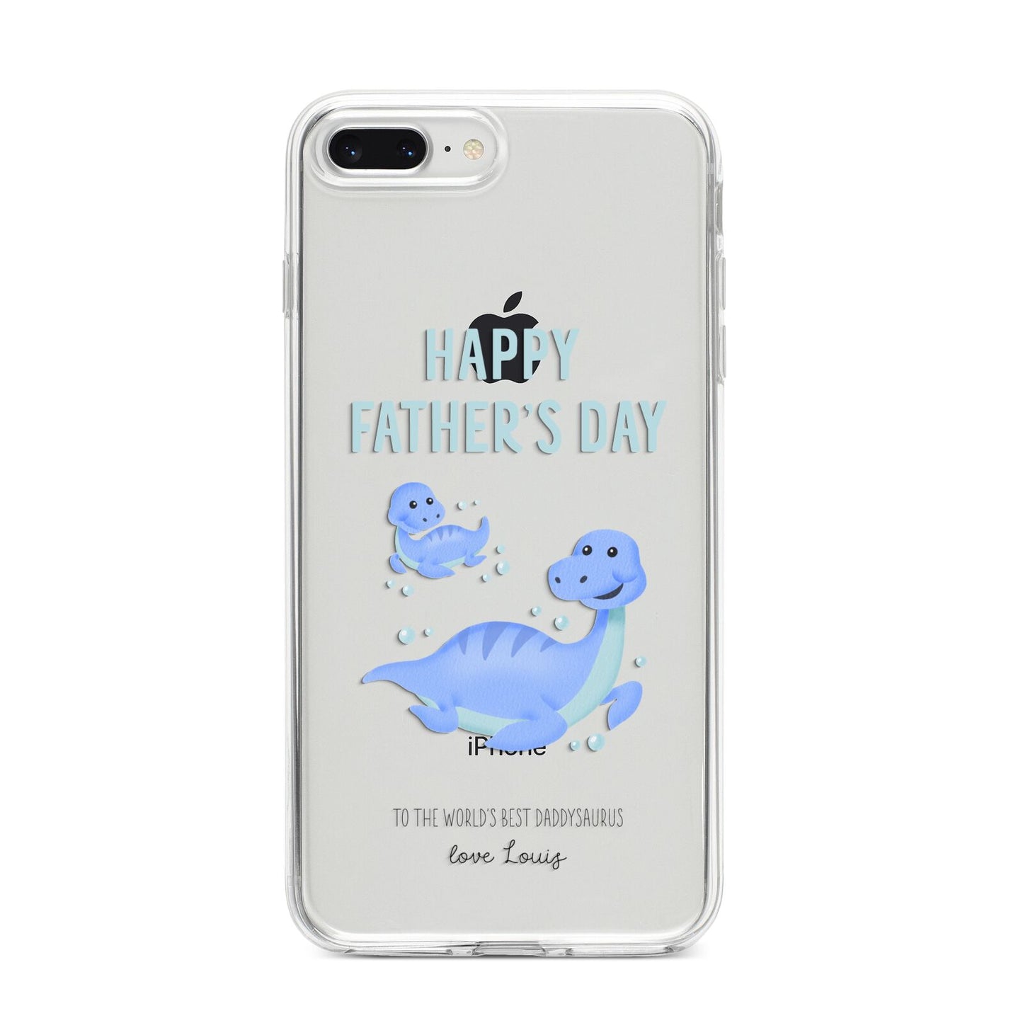 Personalised Fathers Day Dinosaur iPhone 8 Plus Bumper Case on Silver iPhone