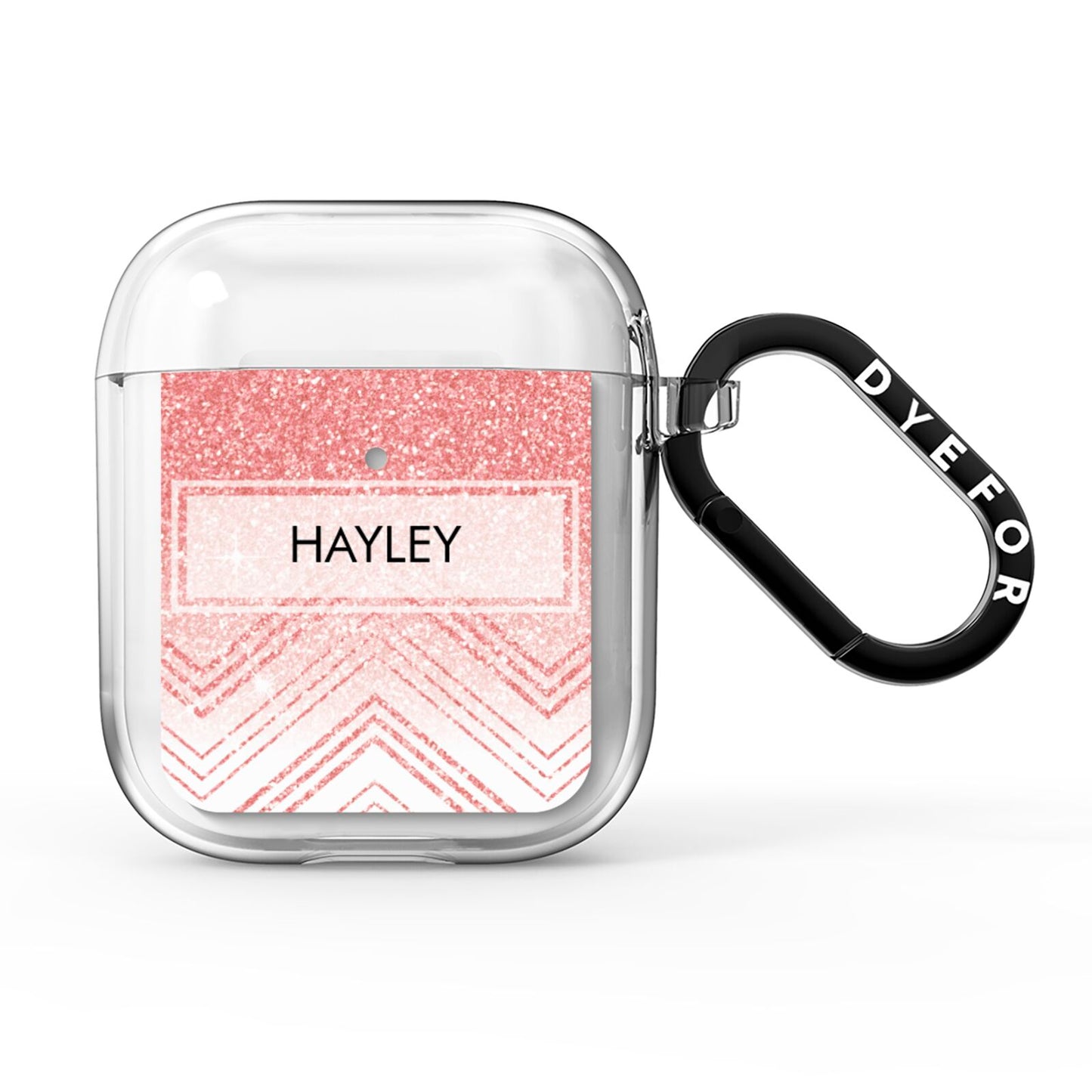 Personalised Faux Glitter Effect Name Initials AirPods Clear Case