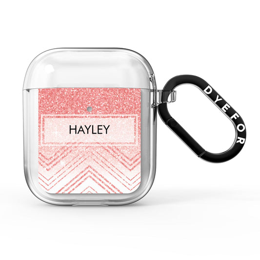 Personalised Faux Glitter Effect Name Initials AirPods Clear Case