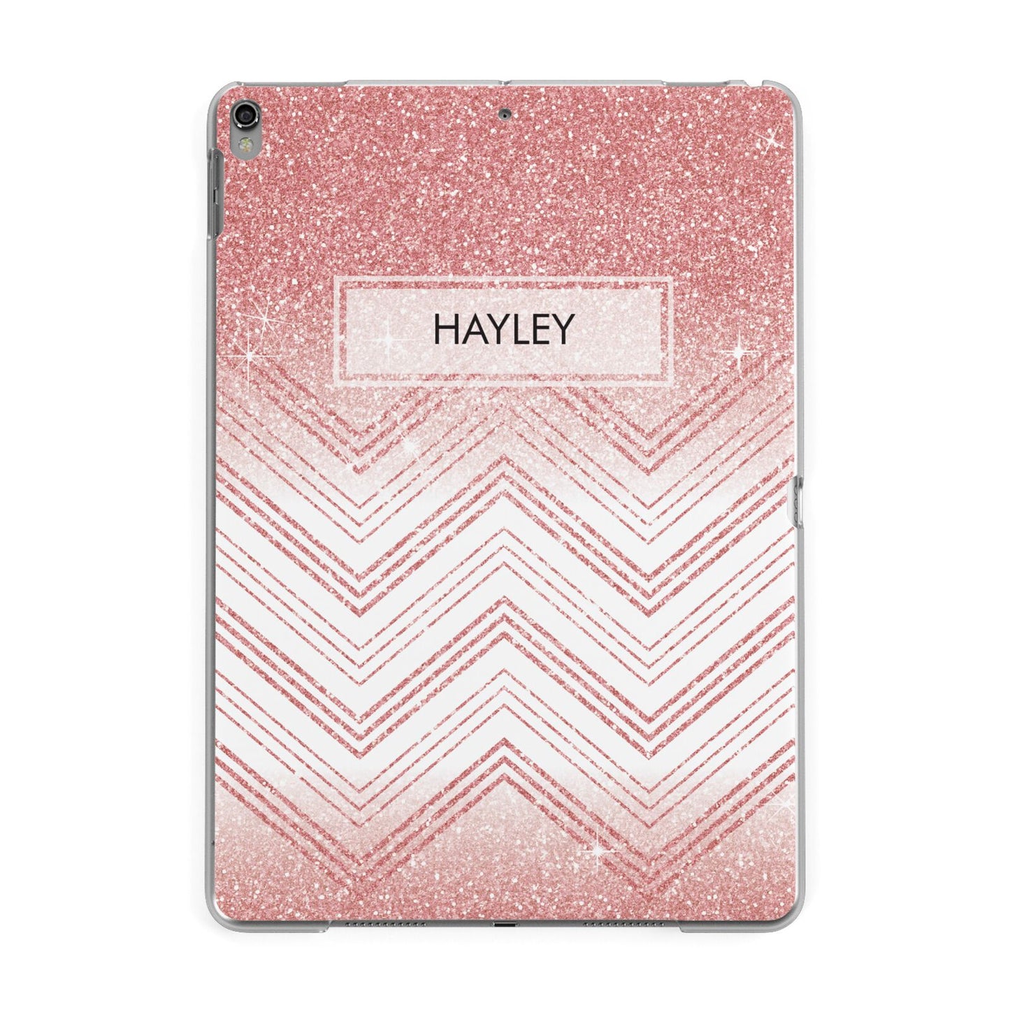 Personalised Faux Glitter Effect Name Initials Apple iPad Grey Case