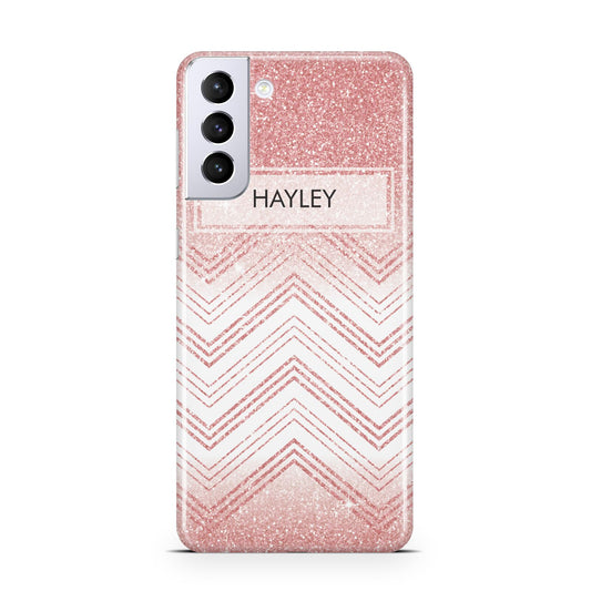 Personalised Faux Glitter Effect Name Initials Samsung S21 Plus Phone Case