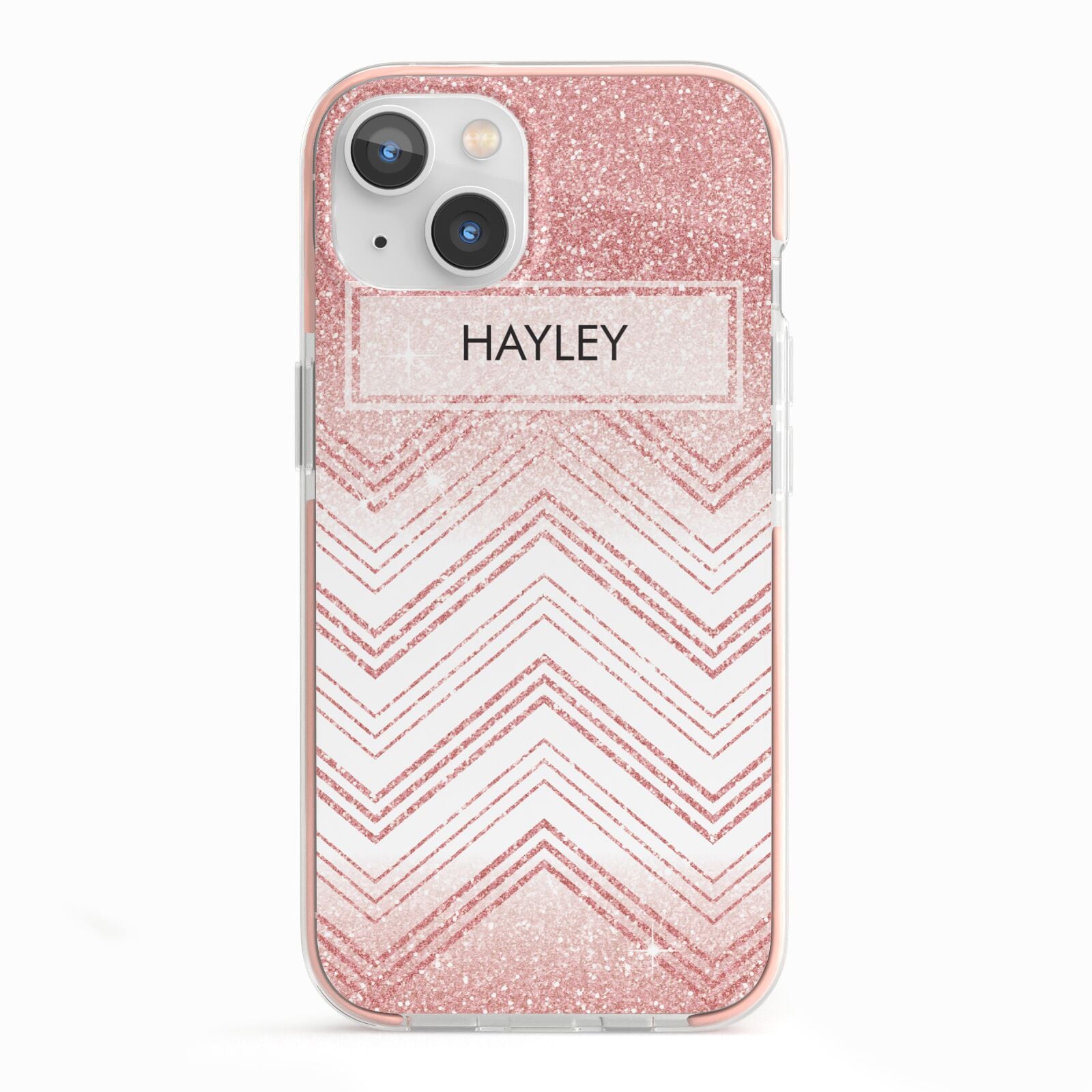 Personalised Faux Glitter Effect Name Initials iPhone 13 TPU Impact Case with Pink Edges