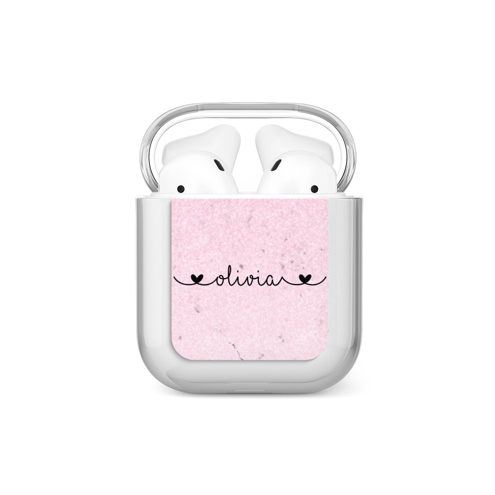 Personalised Faux Glitter Marble Name AirPods Case