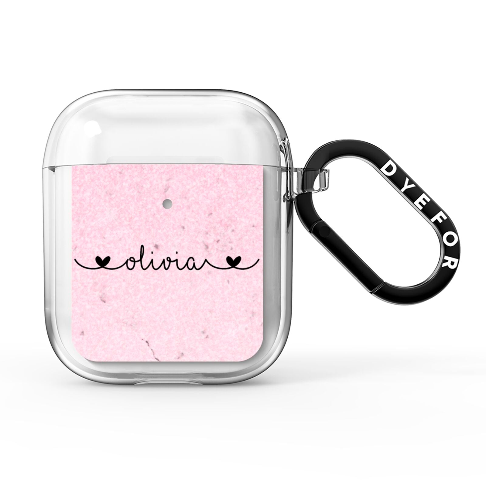 Personalised Faux Glitter Marble Name AirPods Clear Case