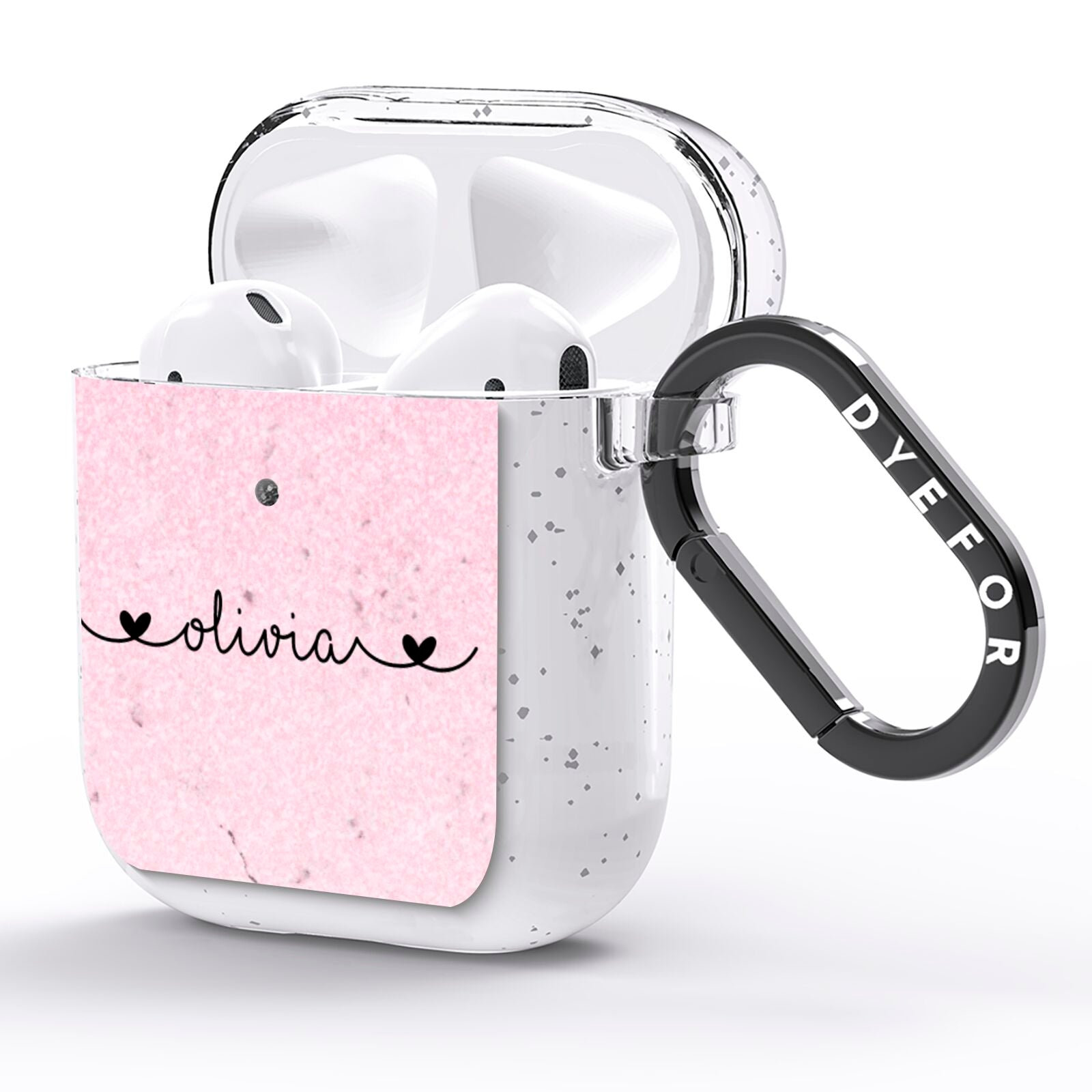 Personalised Faux Glitter Marble Name AirPods Glitter Case Side Image