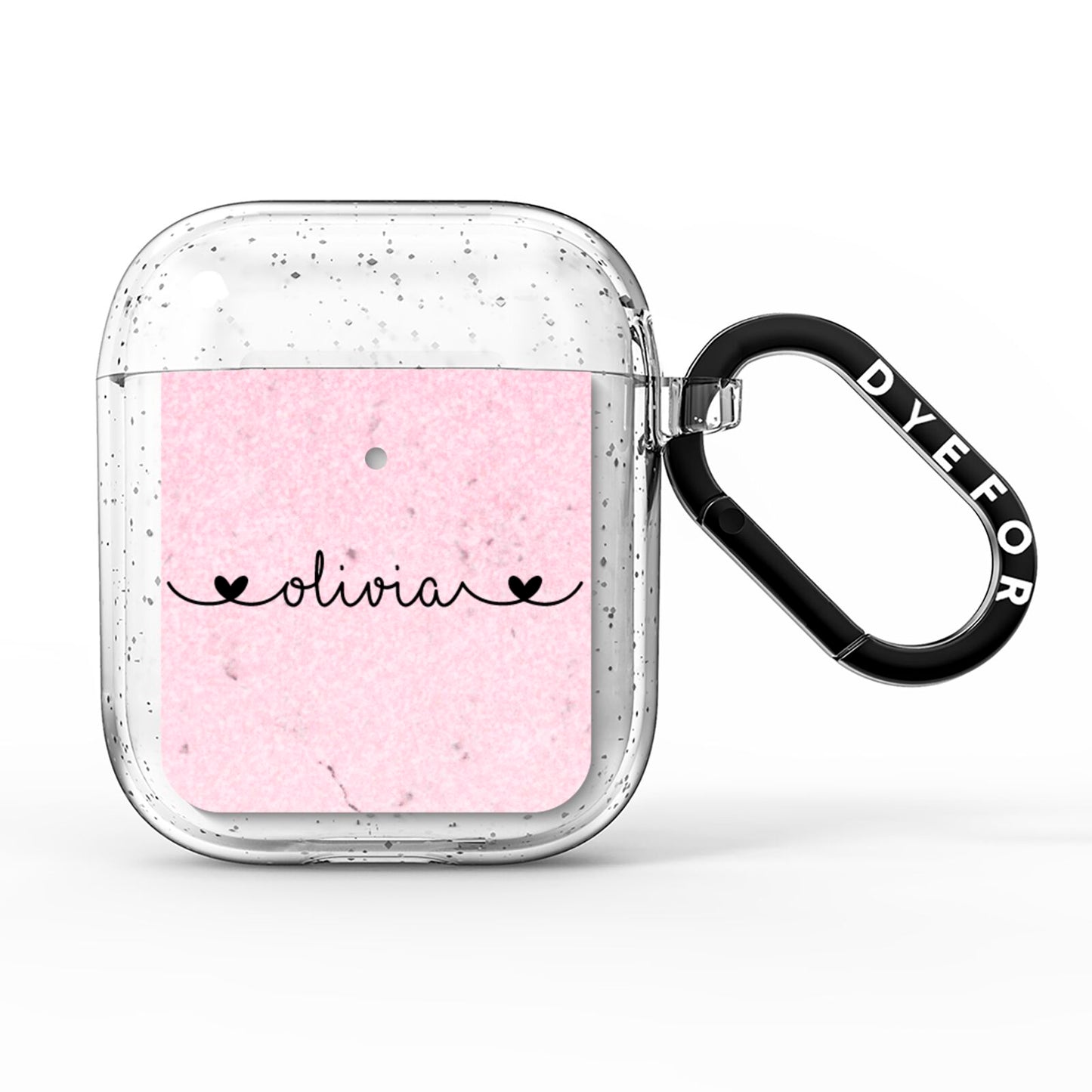 Personalised Faux Glitter Marble Name AirPods Glitter Case