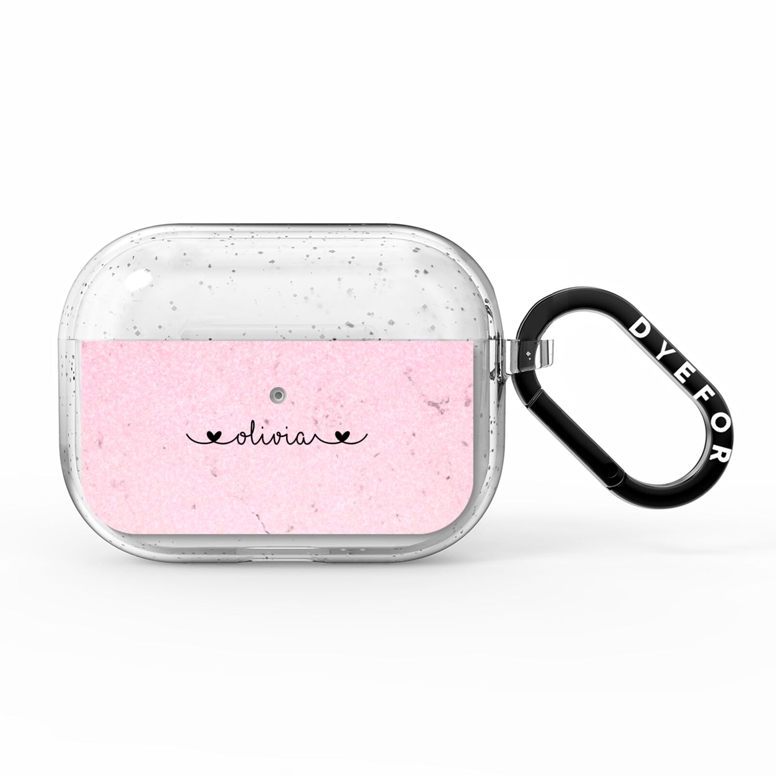 Personalised Faux Glitter Marble Name AirPods Pro Glitter Case