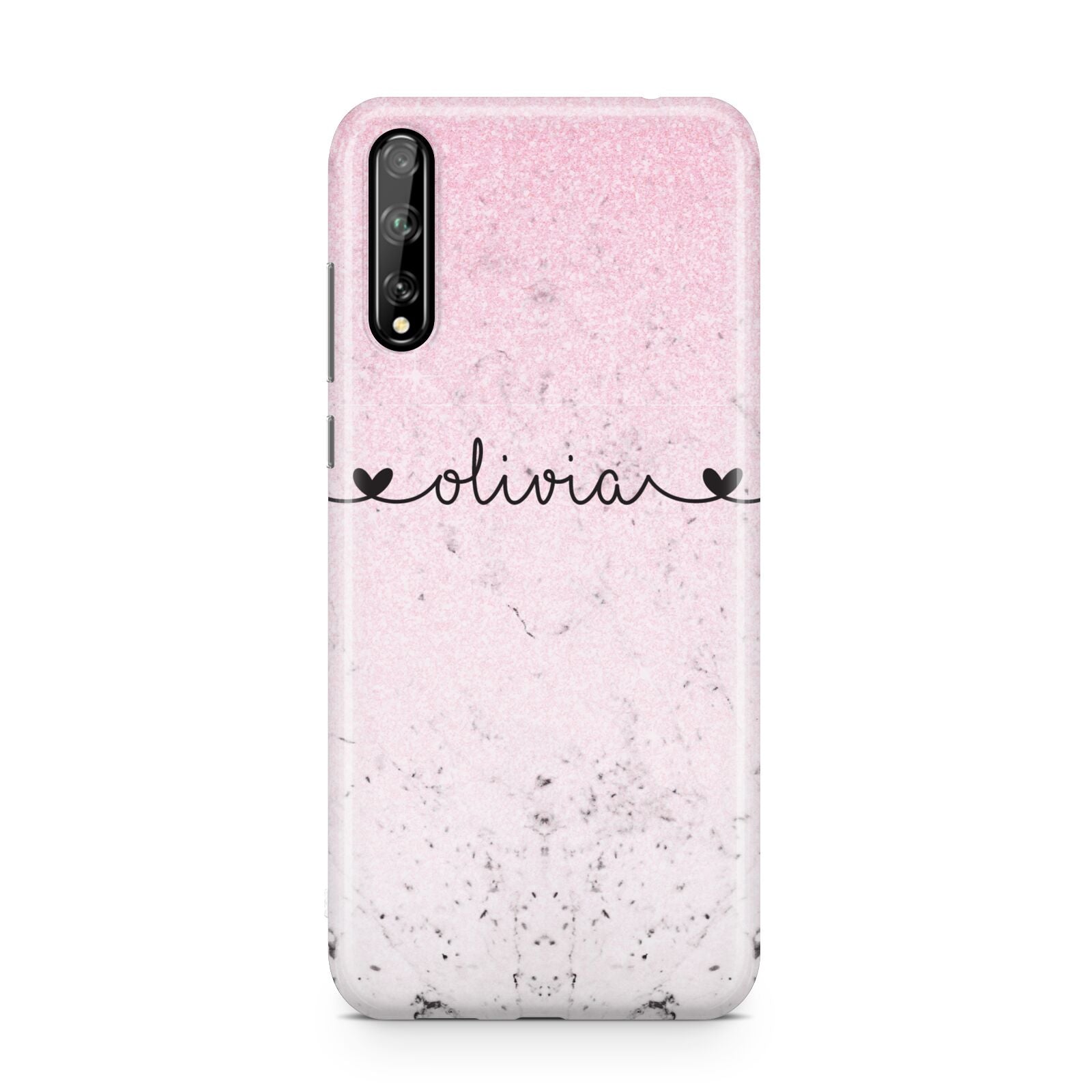 Personalised Faux Glitter Marble Name Huawei Enjoy 10s Phone Case