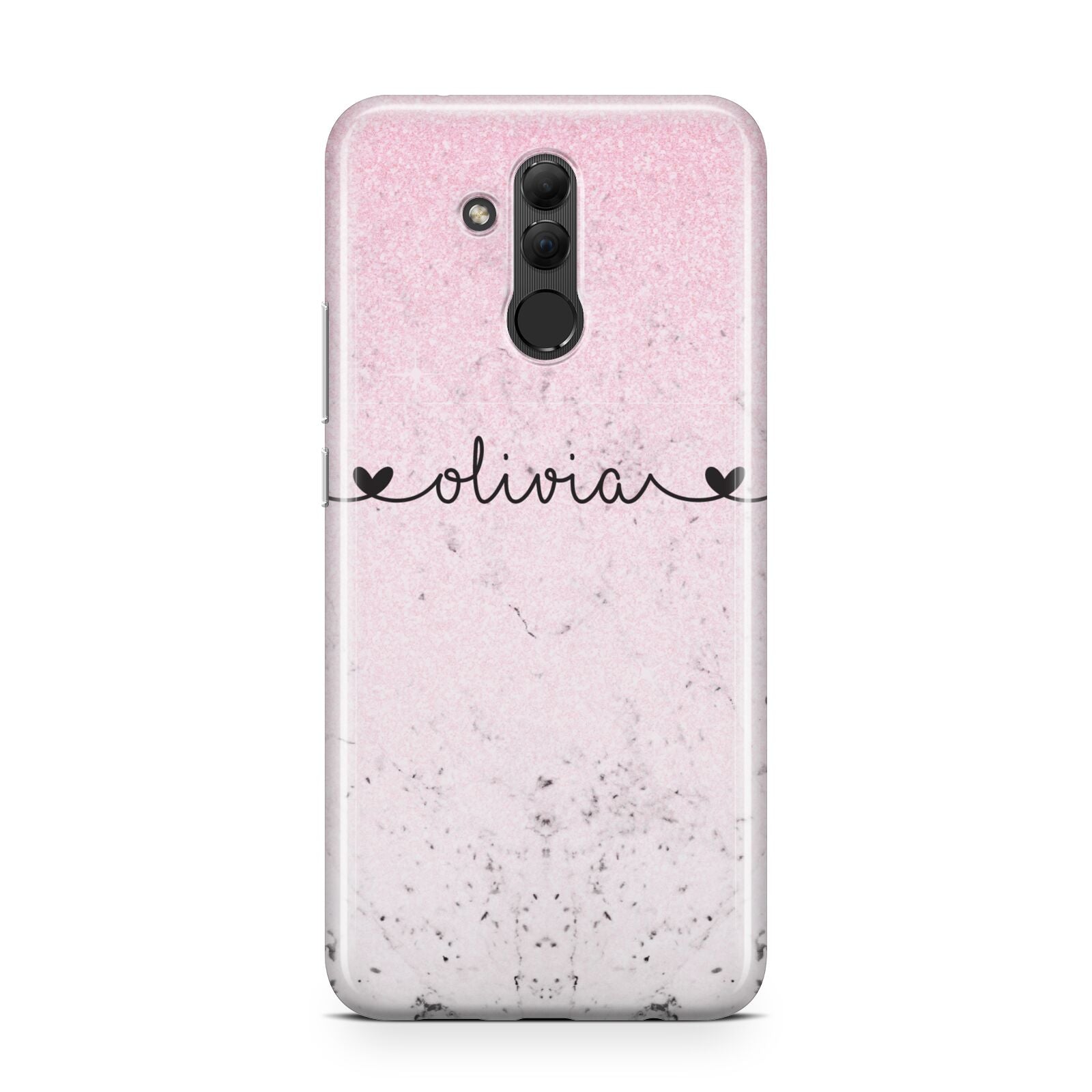 Personalised Faux Glitter Marble Name Huawei Mate 20 Lite
