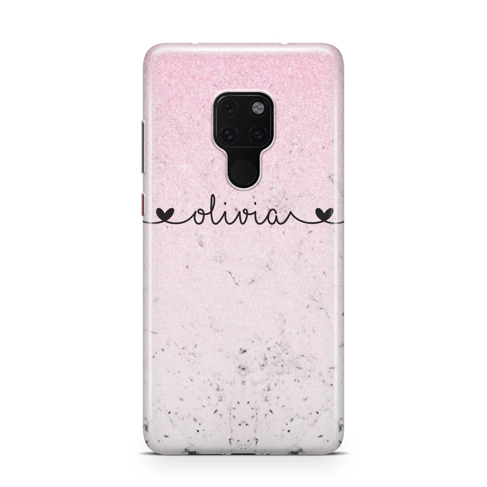 Personalised Faux Glitter Marble Name Huawei Mate 20 Phone Case
