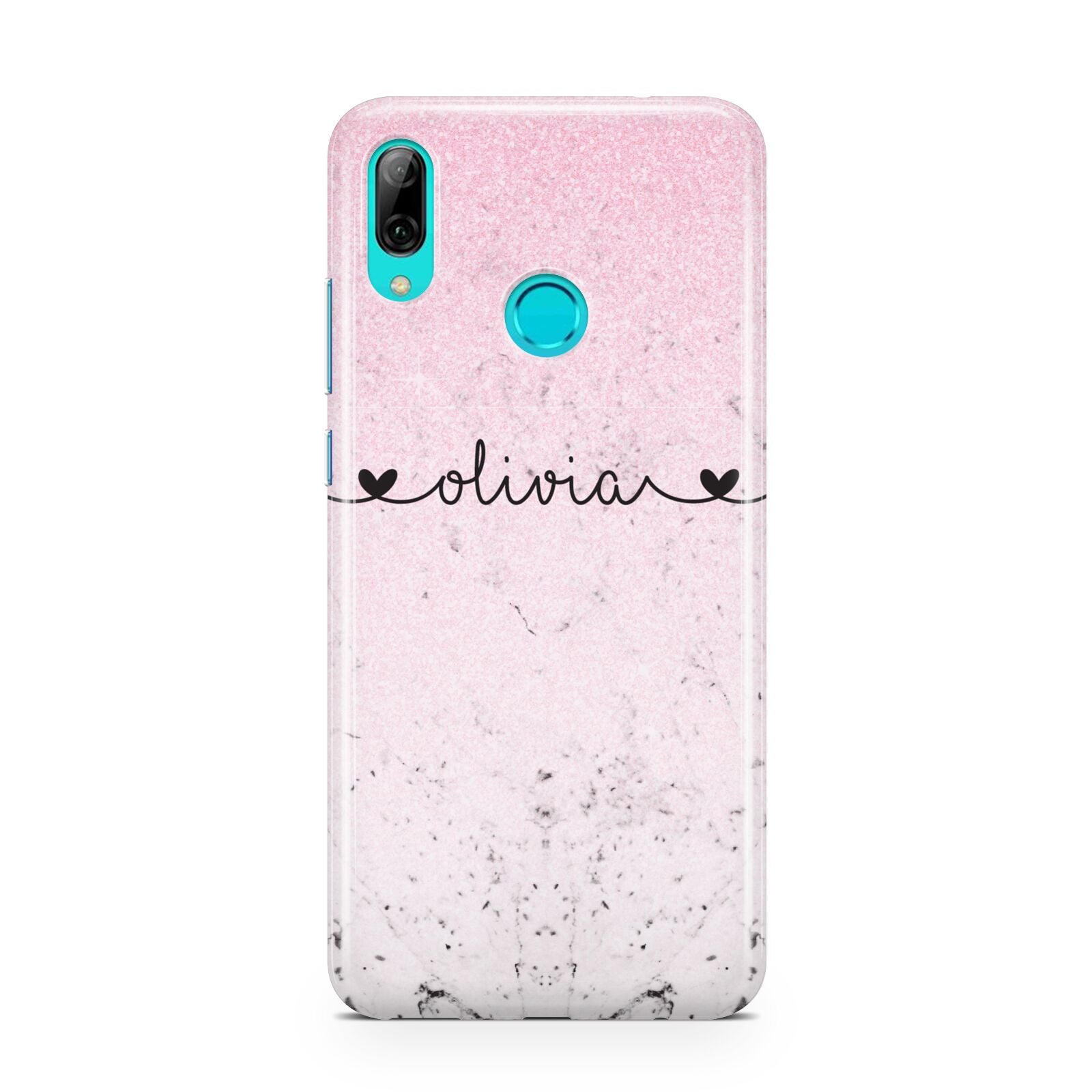 Personalised Faux Glitter Marble Name Huawei P Smart 2019 Case