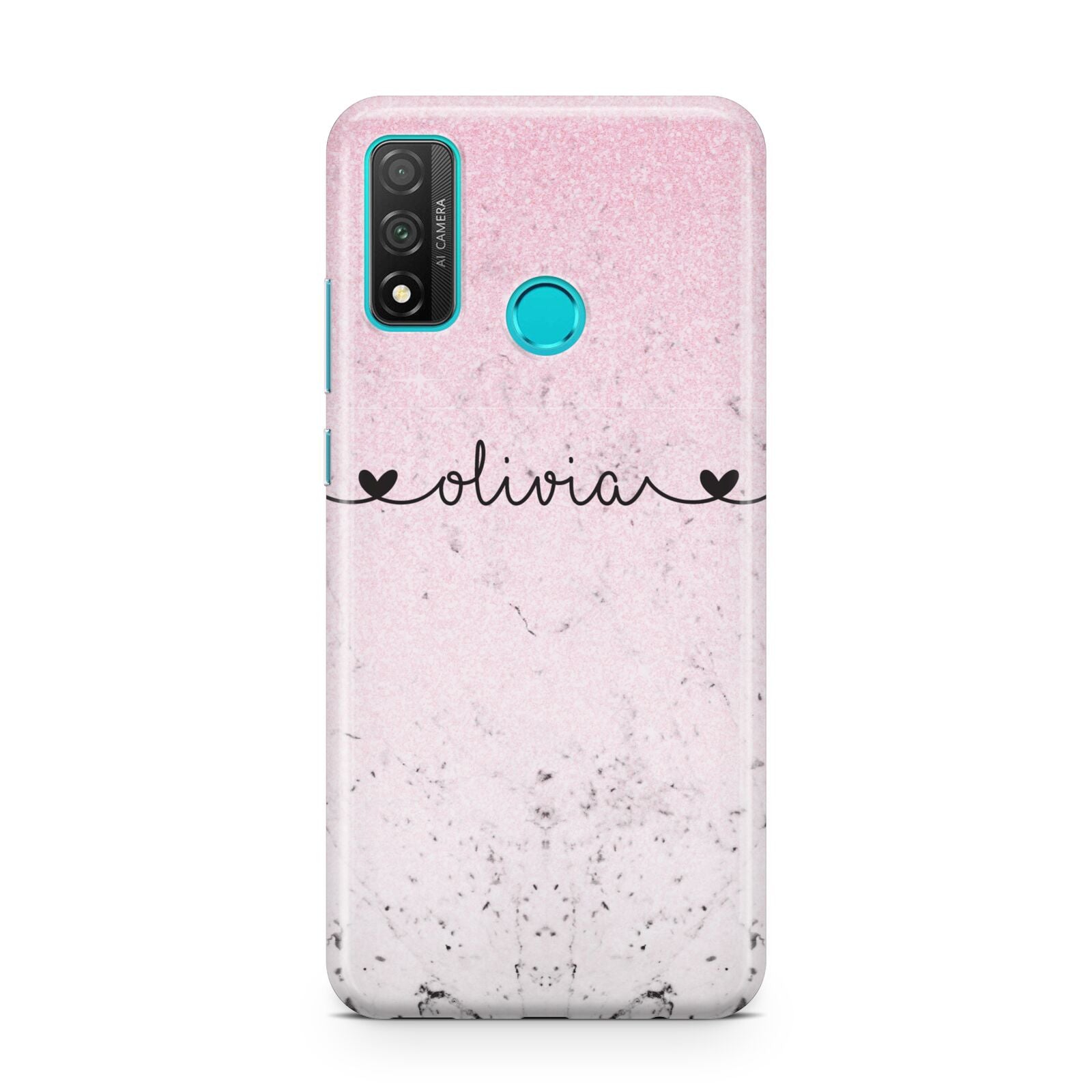 Personalised Faux Glitter Marble Name Huawei P Smart 2020
