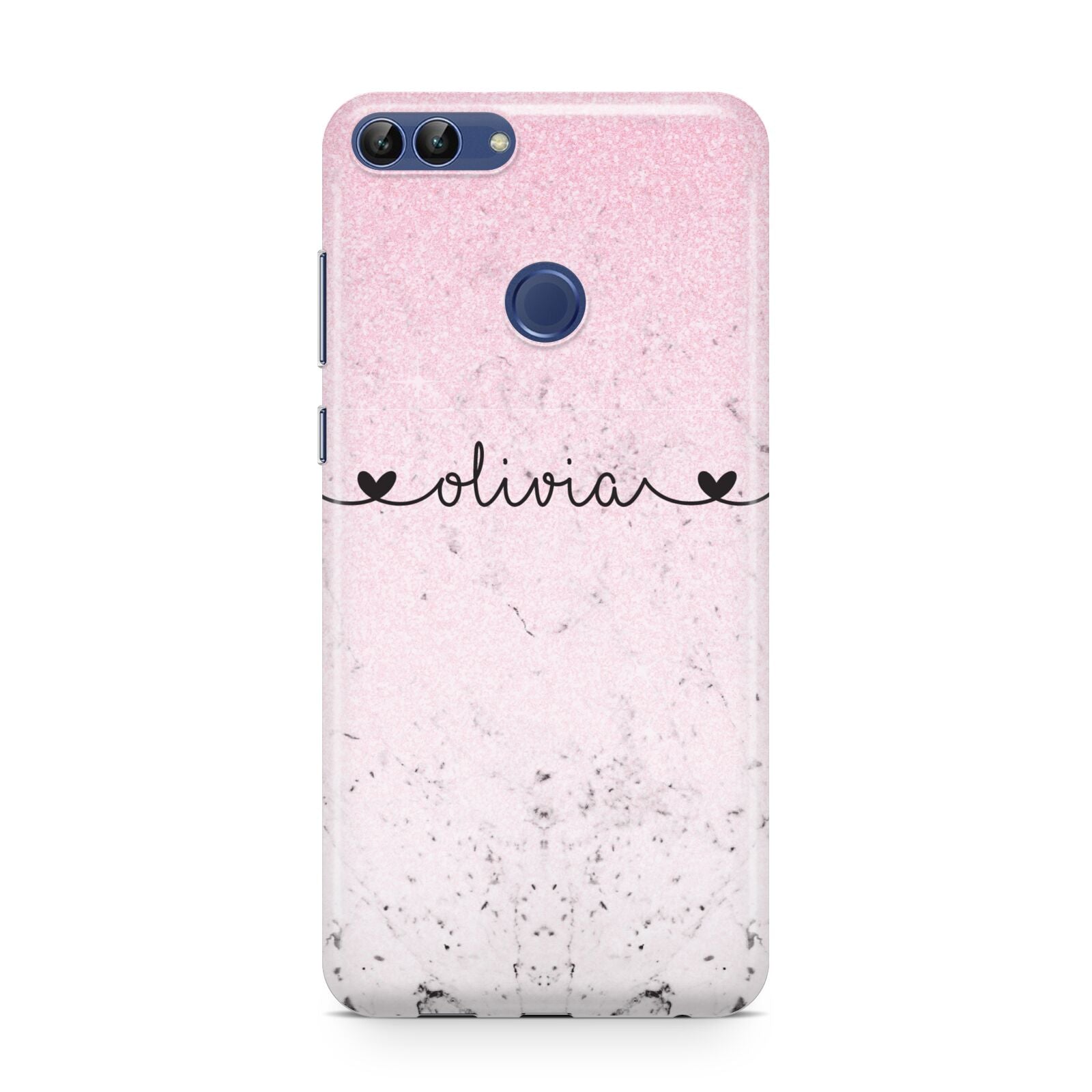 Personalised Faux Glitter Marble Name Huawei P Smart Case