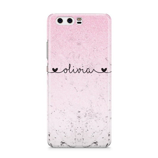 Personalised Faux Glitter Marble Name Huawei P10 Phone Case