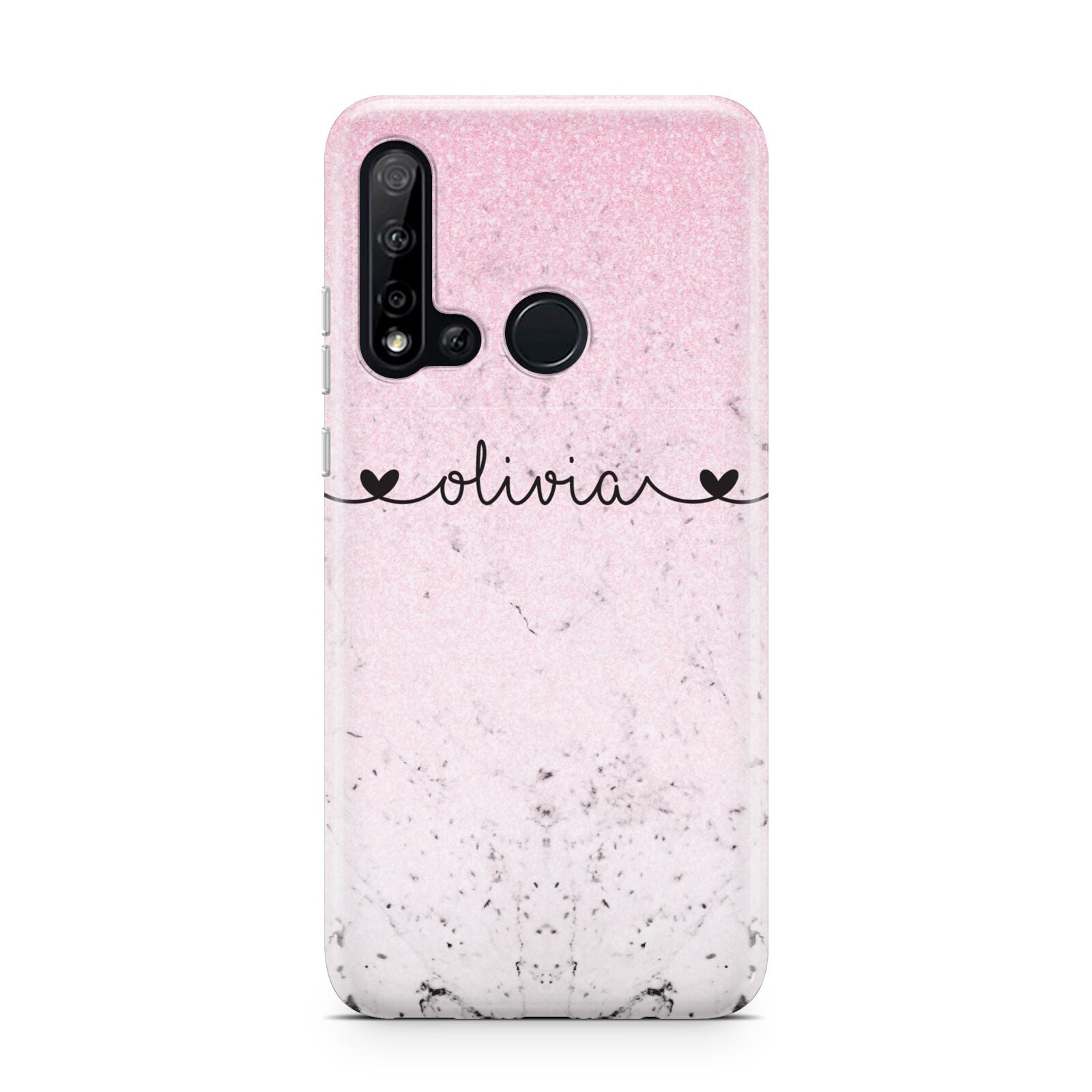 Personalised Faux Glitter Marble Name Huawei P20 Lite 5G Phone Case